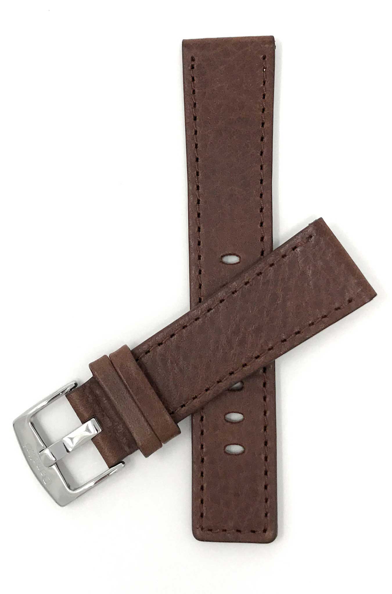 Bandini 22mm Brown Italian Leather Watch Band - Classic, Semi-Padded 22mm / Brown / Silver Buckle | Dial