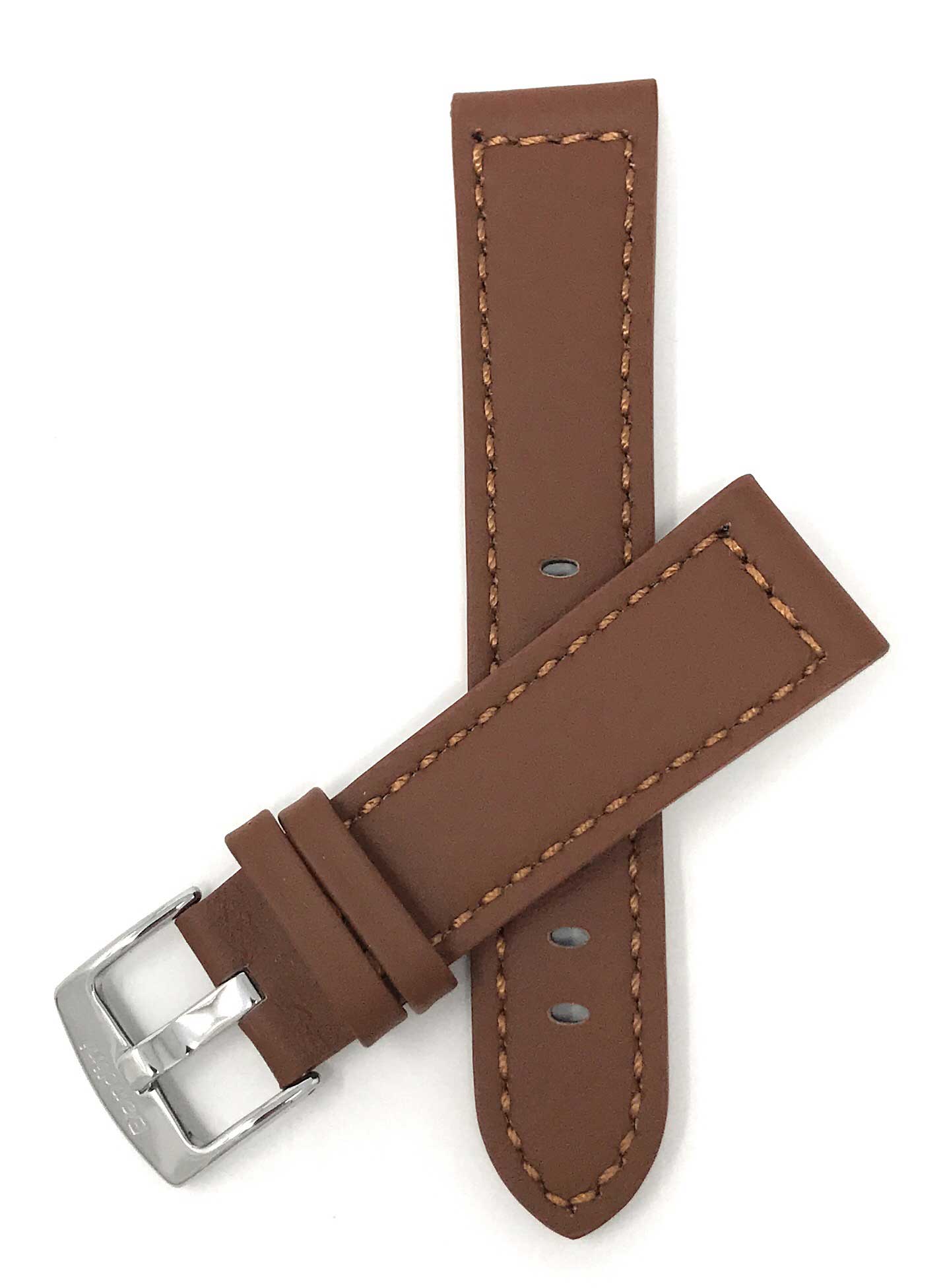 Bandini 22mm Tan Italian Leather Watch Band - Racer - Padded 22mm / Tan / Silver Buckle | Dial