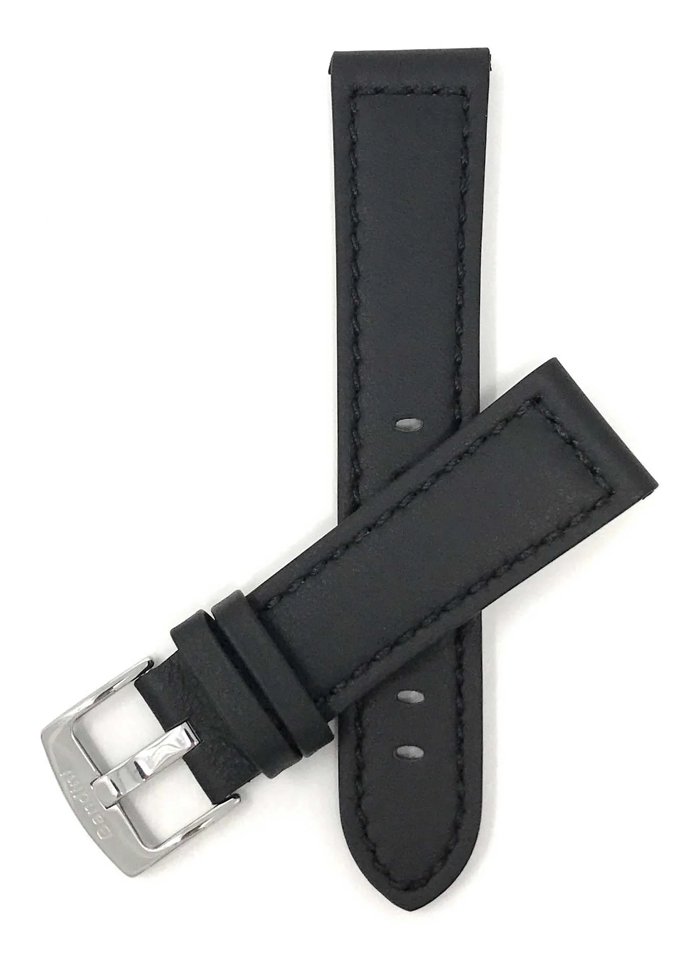 Bandini 26mm Black Italian Leather Watch Band - Racer - Padded 26mm / Black / Silver Buckle | Dial