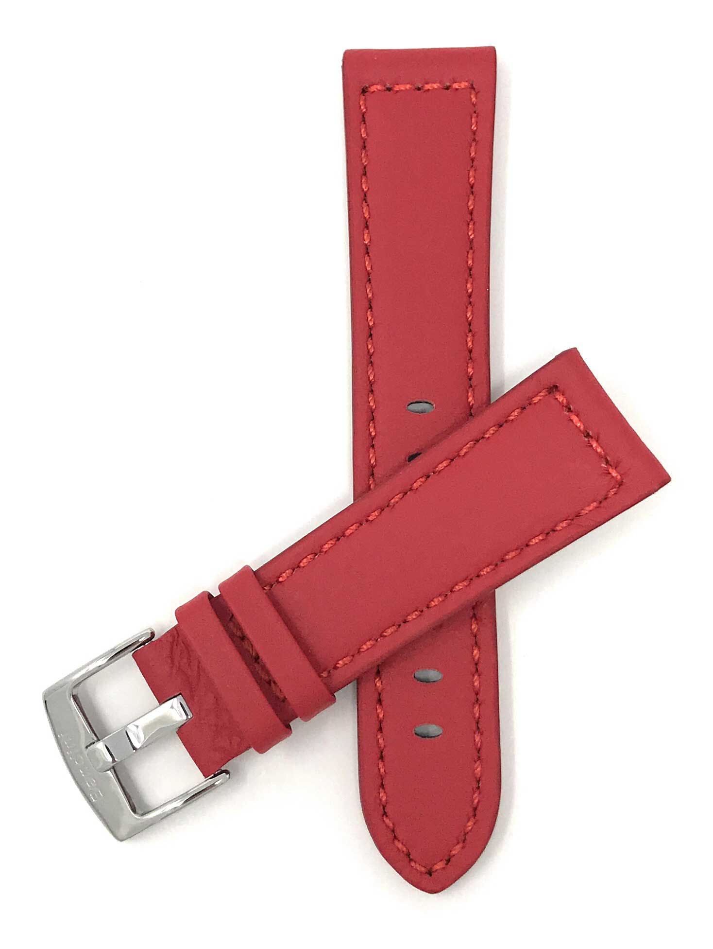 Bandini 26mm Red Italian Leather Watch Band - Racer - Padded 26mm / Red / Silver Buckle | Dial
