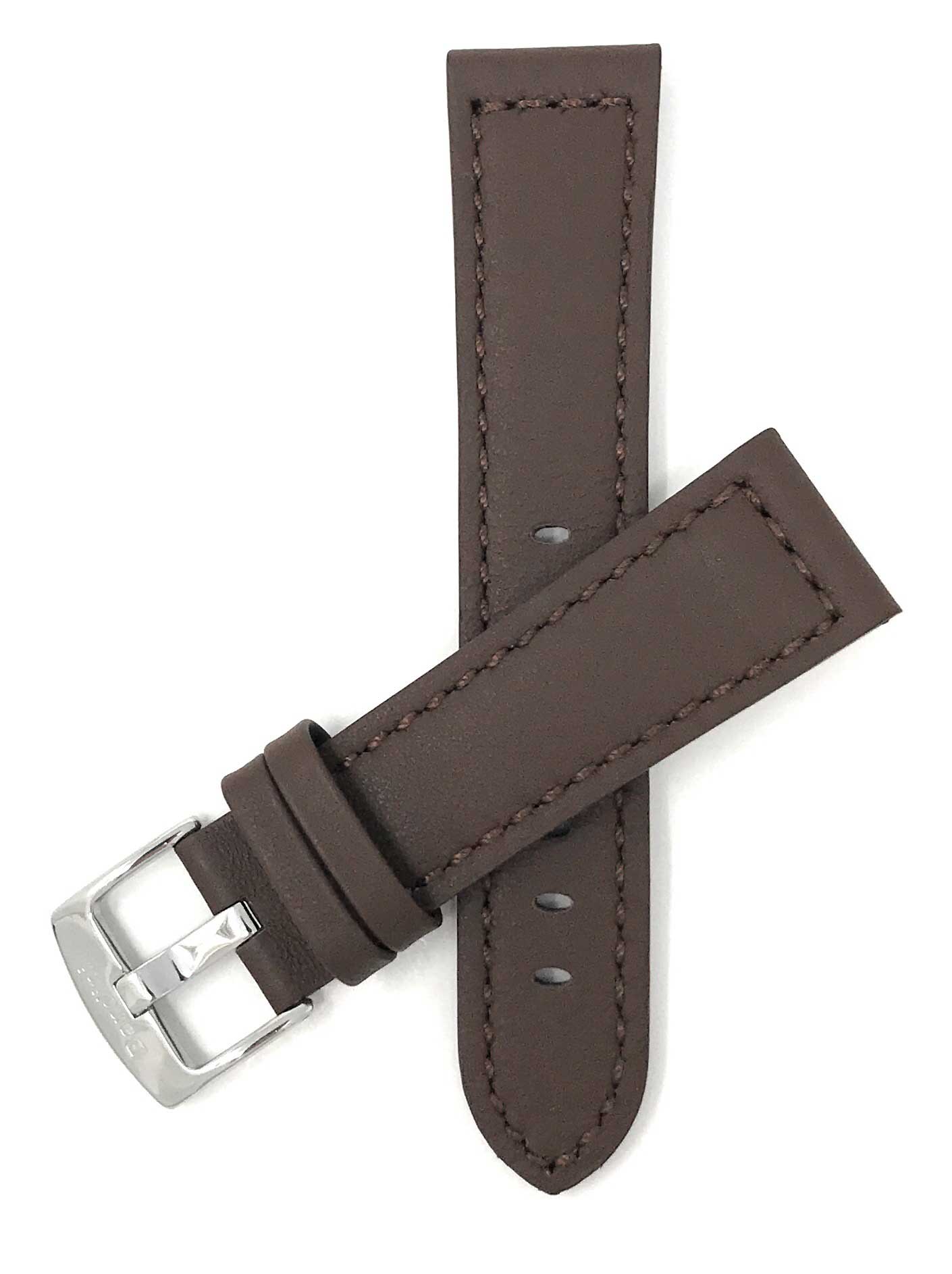 Bandini 28mm Brown Italian Leather Watch Band - Racer - Padded 28mm / Brown / Silver Buckle | Dial