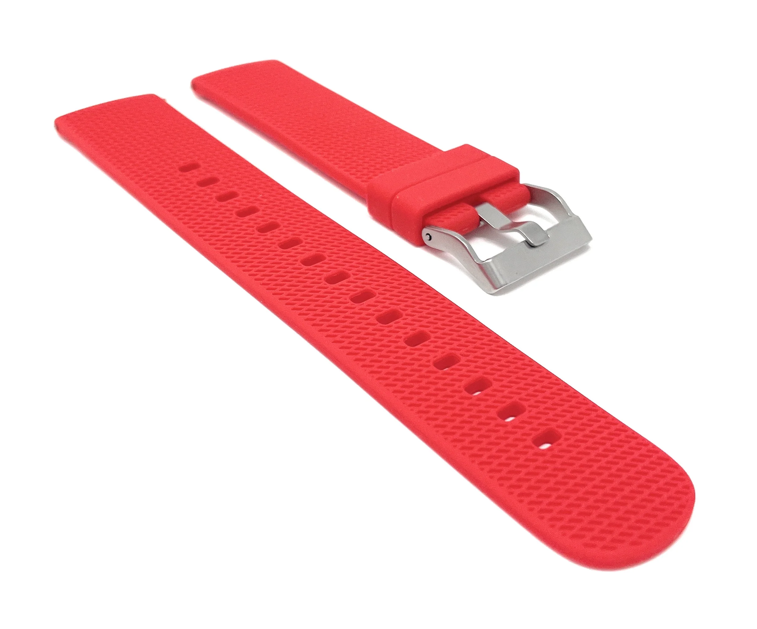 Bandini SIL.115 | Mens Quick Release Tire Tread Silicone Sports Watch Band, Waterproof, Red / 22mm 20mm / Red |  Dial - Image 4