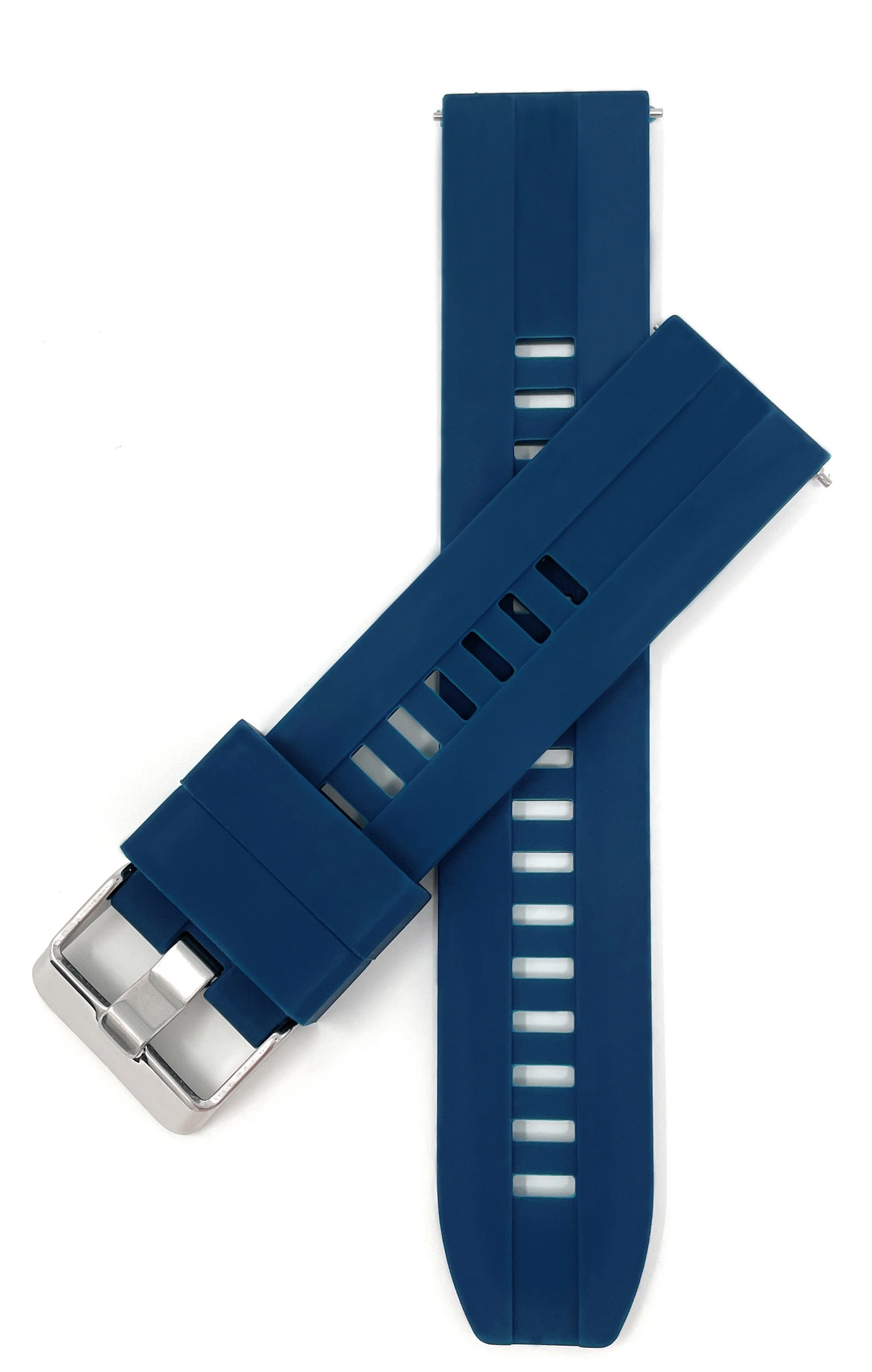Bandini SIL.122 | Mens Quick Release Grooved Silicone Heavy Duty Sports Watch Band - 22mm / Blue 22mm / Blue |  Dial - Image 3