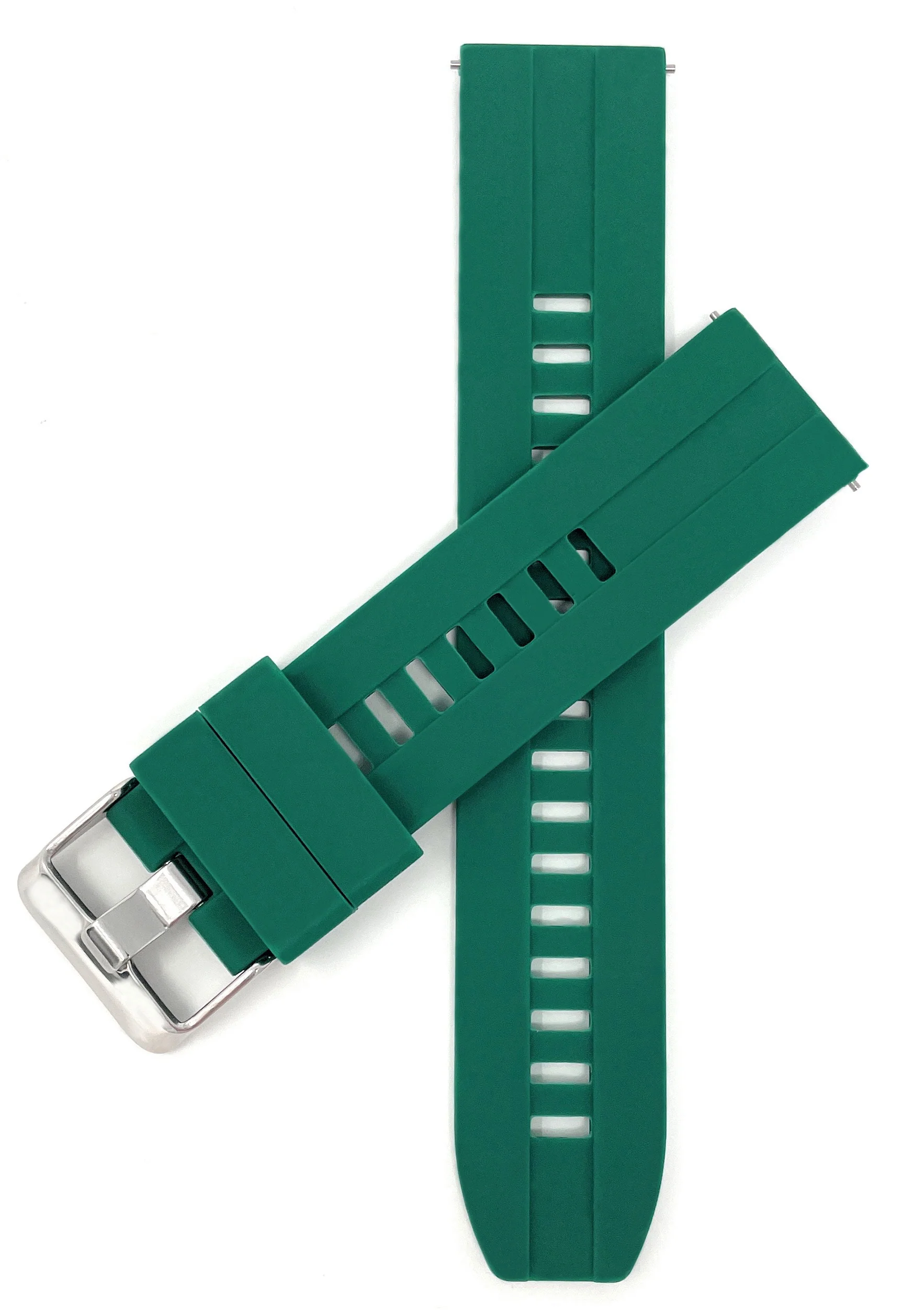 Bandini SIL.122 | Mens Quick Release Grooved Silicone Heavy Duty Sports Watch Band - 22mm / Green 22mm / Green |  Dial - Image 3