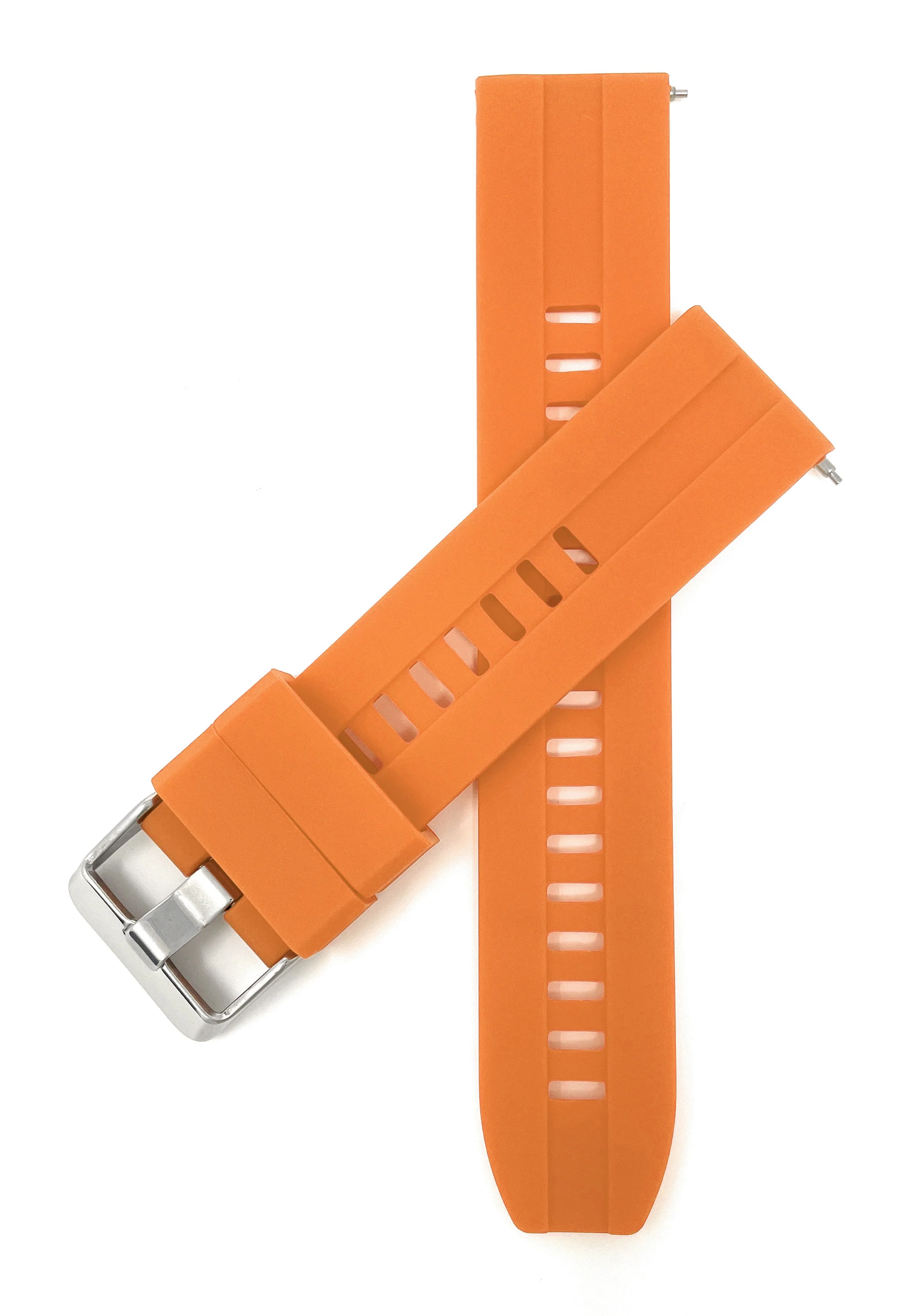 Bandini SIL.122 | Mens Quick Release Grooved Silicone Heavy Duty Sports Watch Band - 22mm / Orange 22mm / Orange |  Dial - Image 3