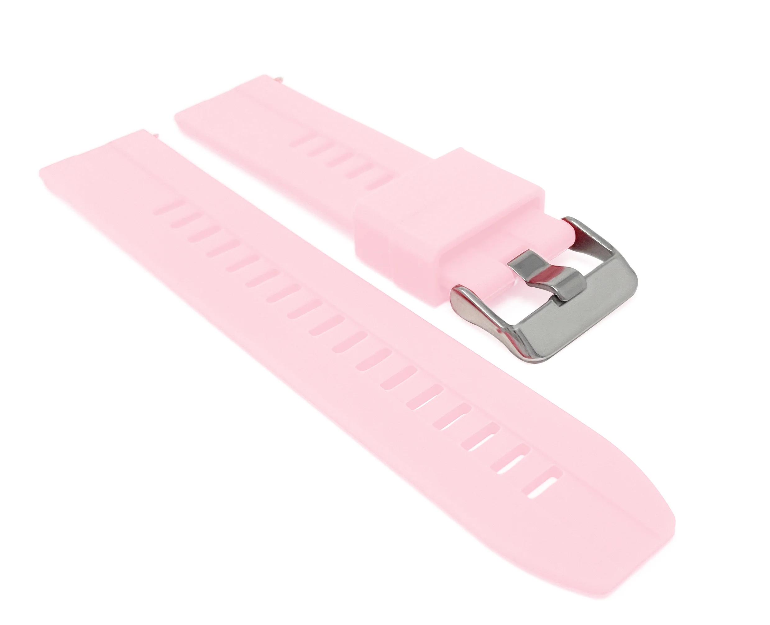 Bandini SIL.122 | Mens Quick Release Grooved Silicone Heavy Duty Sports Watch Band - 22mm / Pink 22mm / Pink |  Dial - Image 4