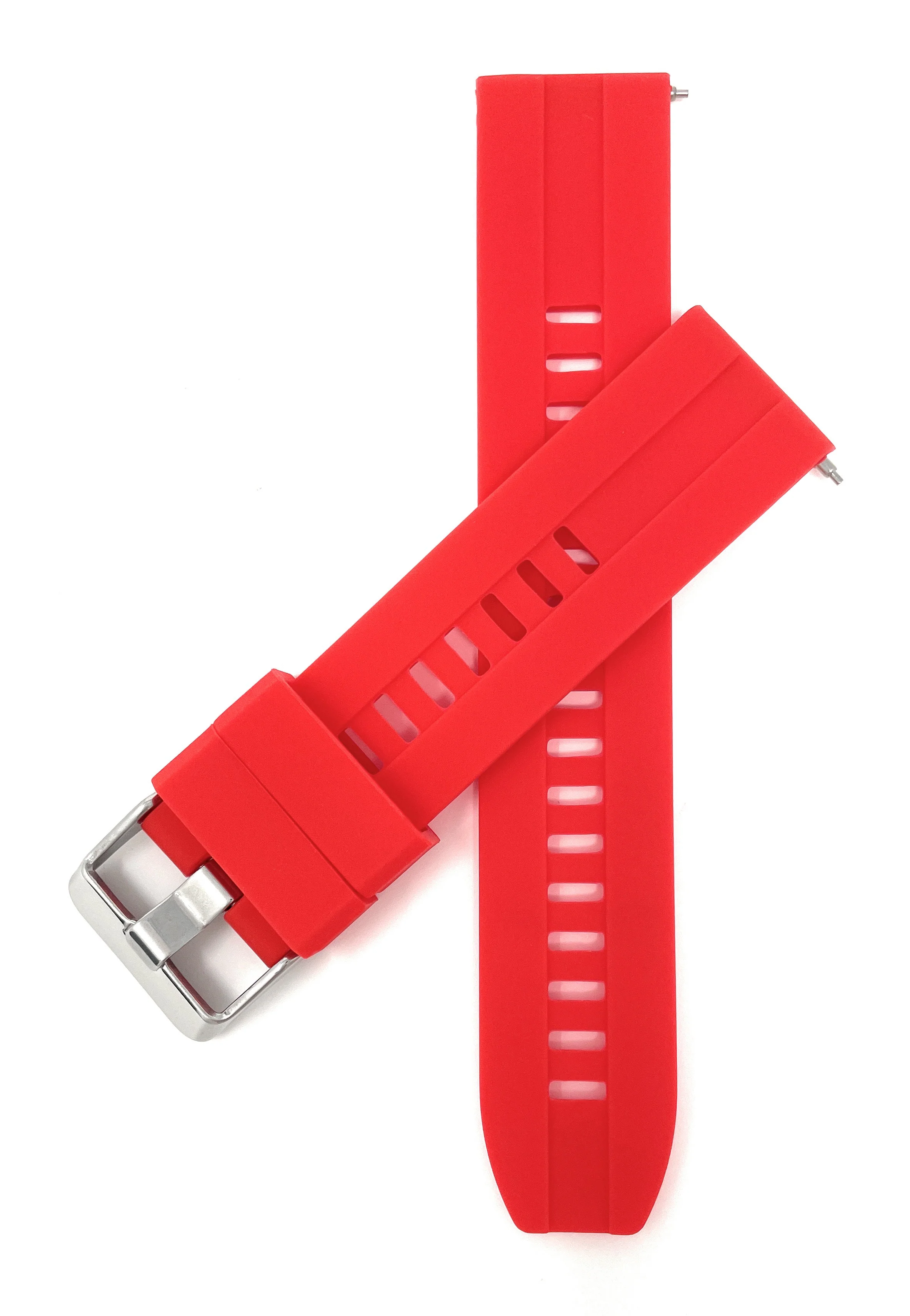 Bandini SIL.122 | Mens Quick Release Grooved Silicone Heavy Duty Sports Watch Band - 22mm / Red 22mm / Red |  Dial - Image 3