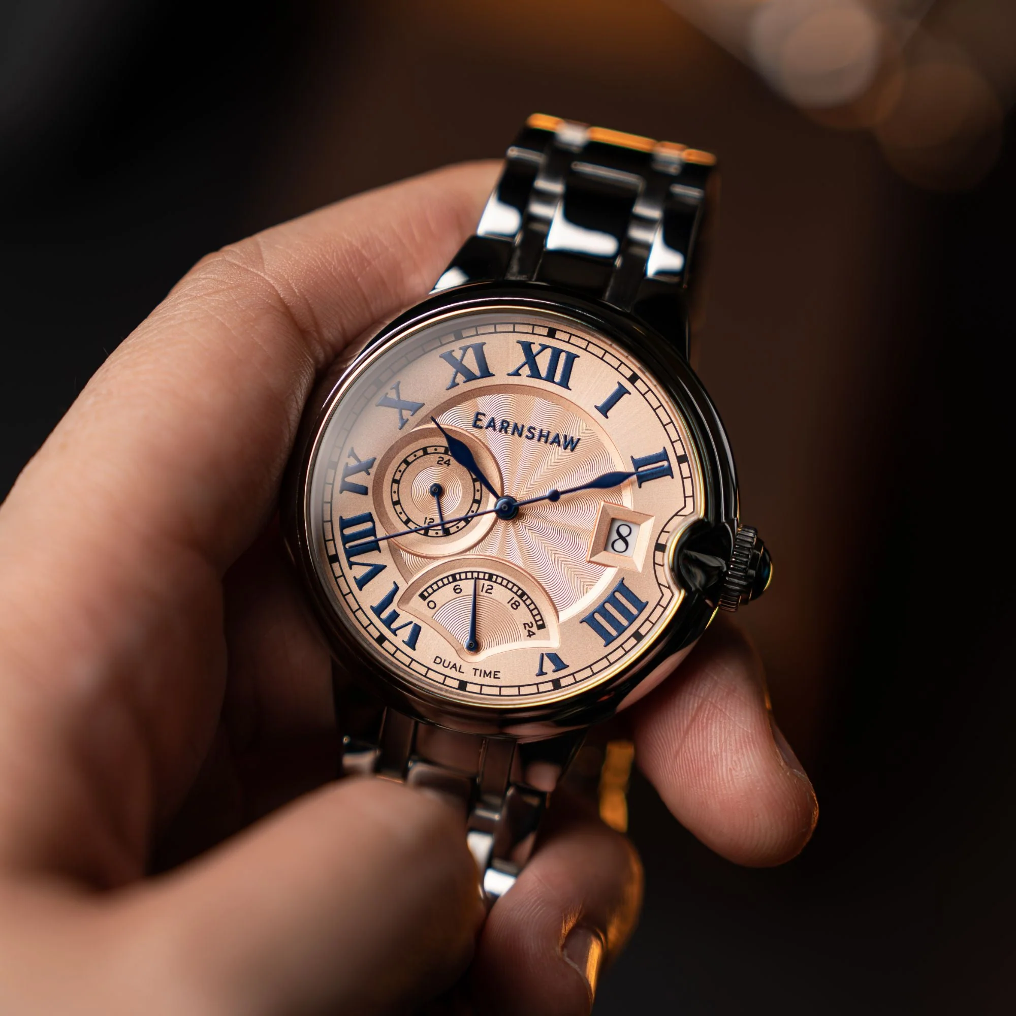 Barallier Retrograde Dual Time Rose Gold /Stainless Steel Rose Gold Dial - Image 3