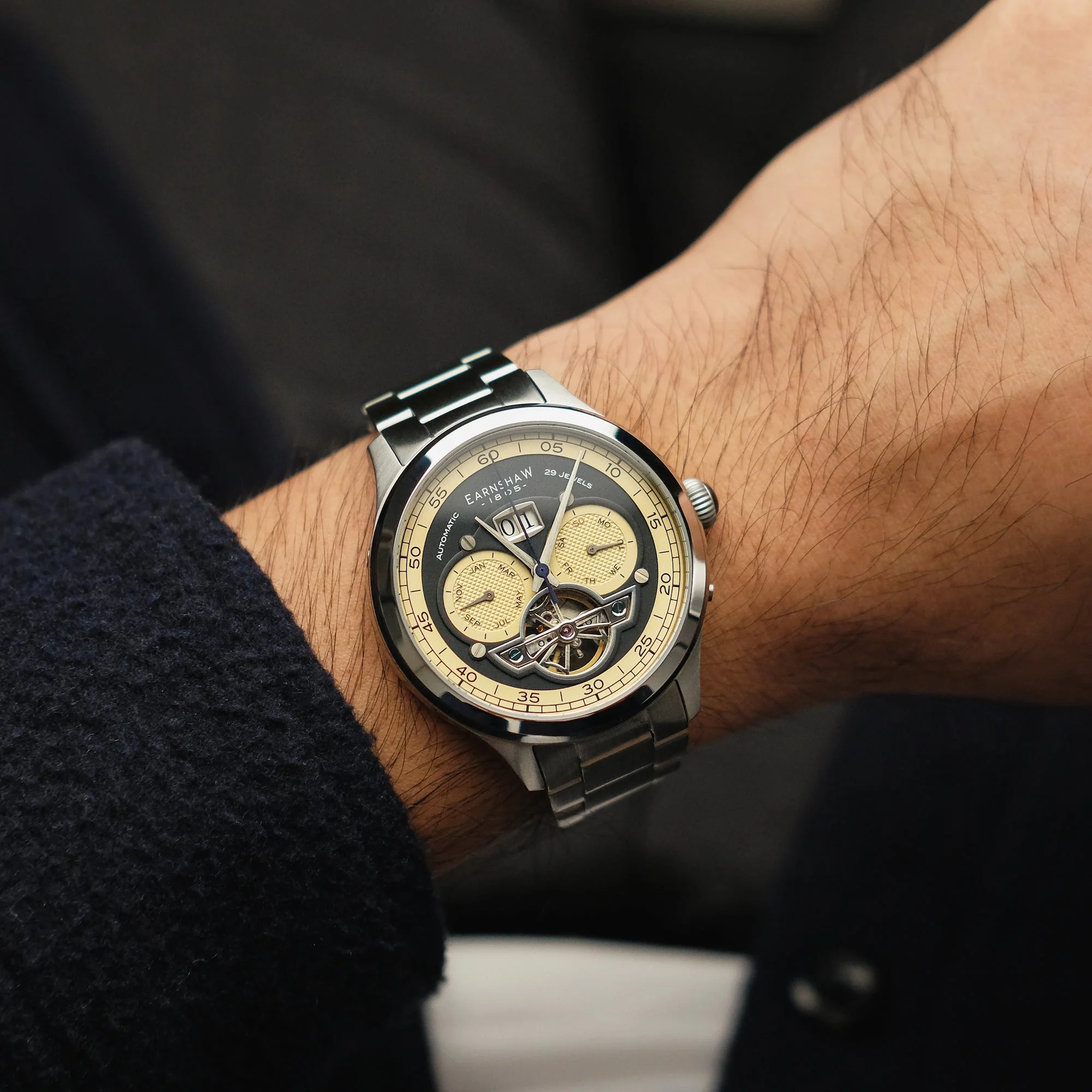 Baron Grand Date Calendar Open Heart Automatic Black / Stainless Steel | Black Dial - Image 2