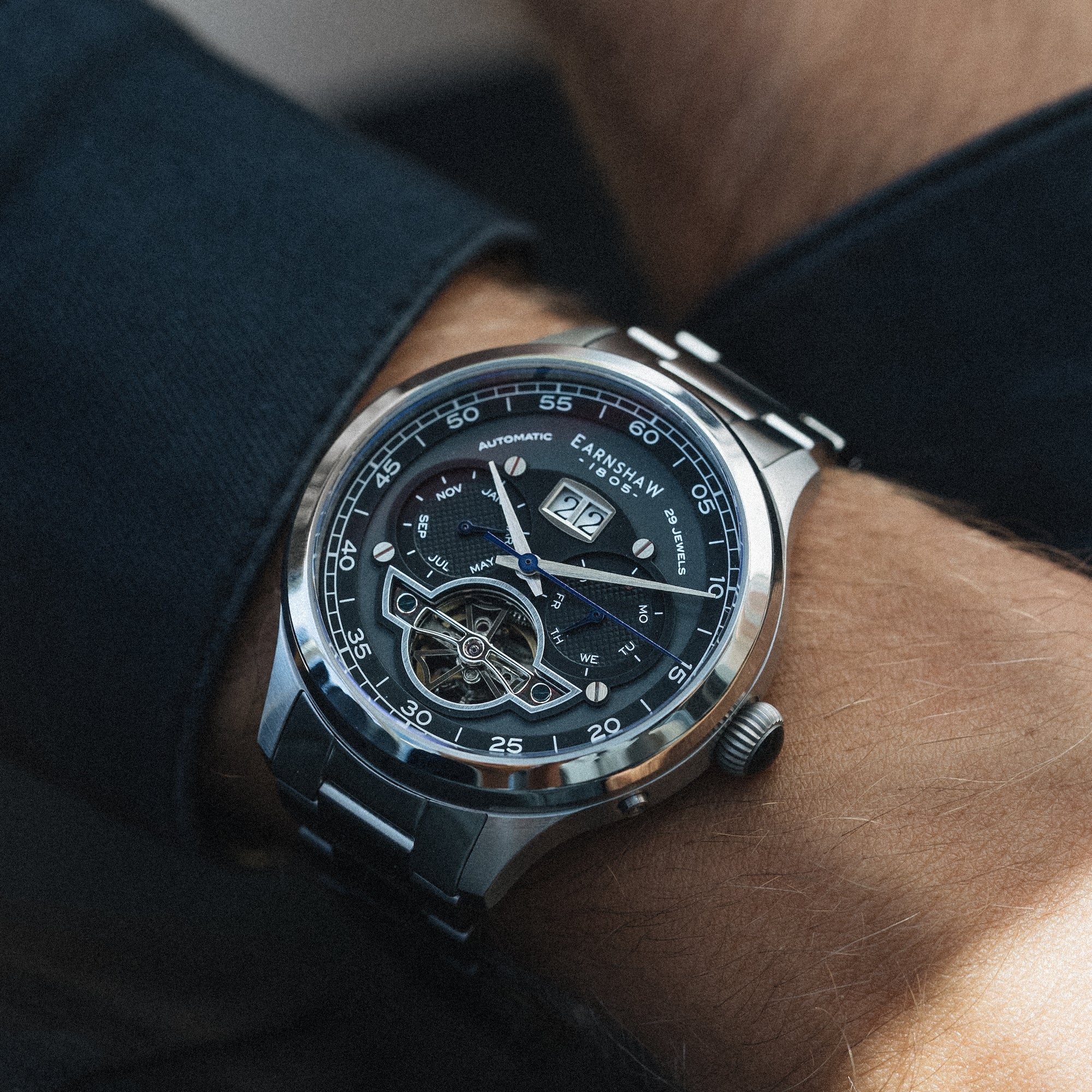Baron Grand Date Calendar Open Heart Automatic Black / Stainless Steel Black Dial - Image 2