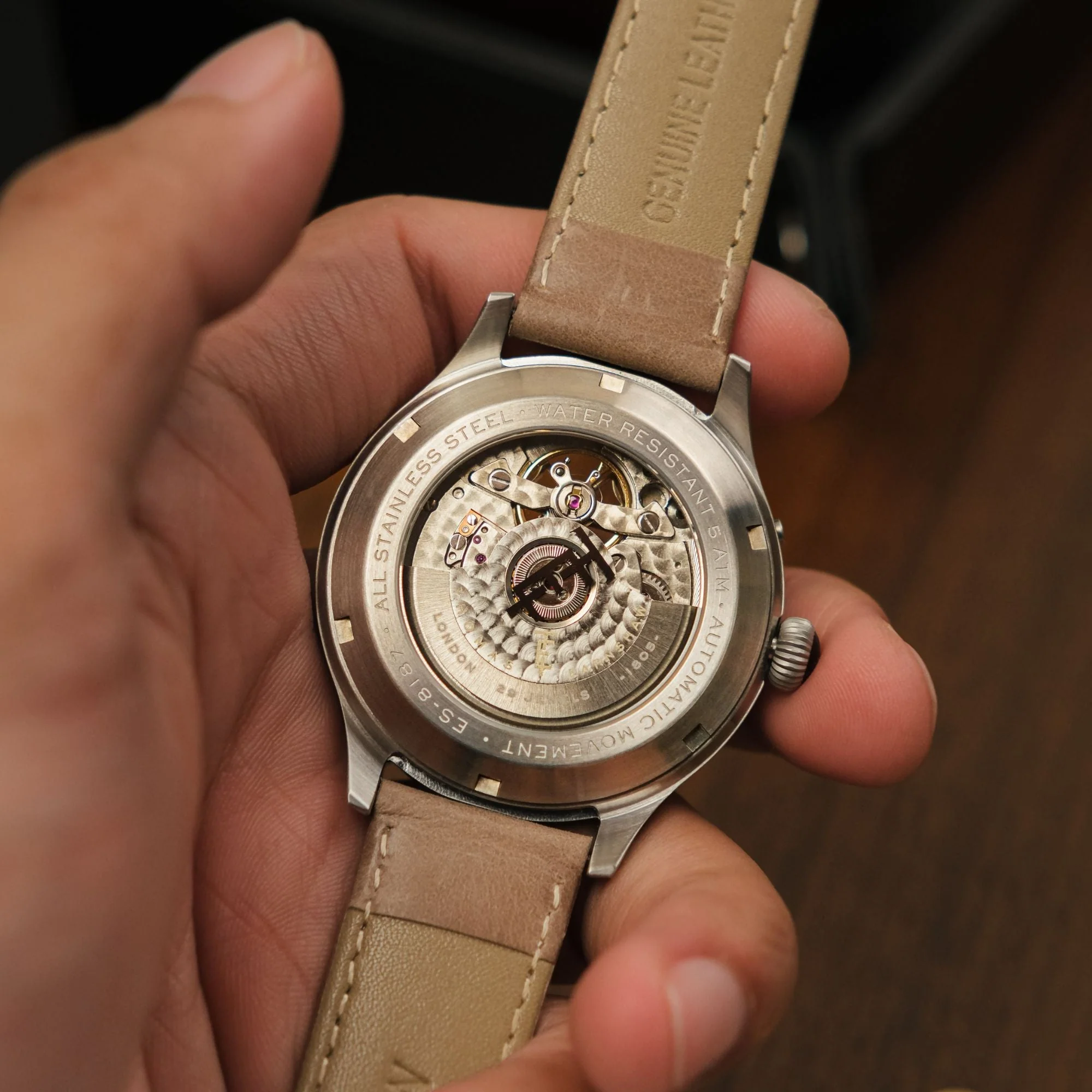 Baron Grand Date Calendar Open Heart Automatic Gray / Tan Leather | Gray Dial - Image 3