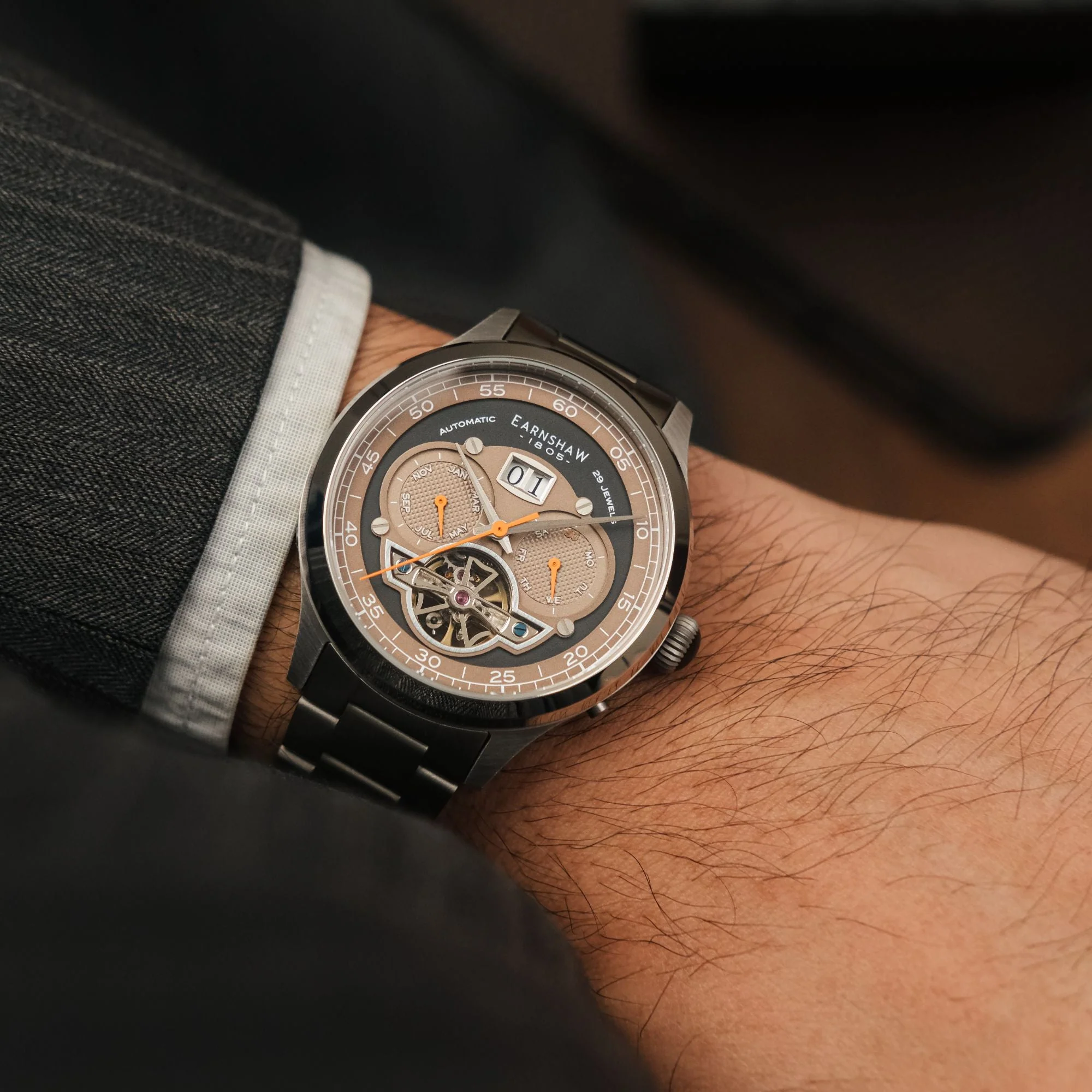 Baron Grand Date Calendar Open Heart Automatic Black / Steel Stainless Steel | Black Dial - Image 2