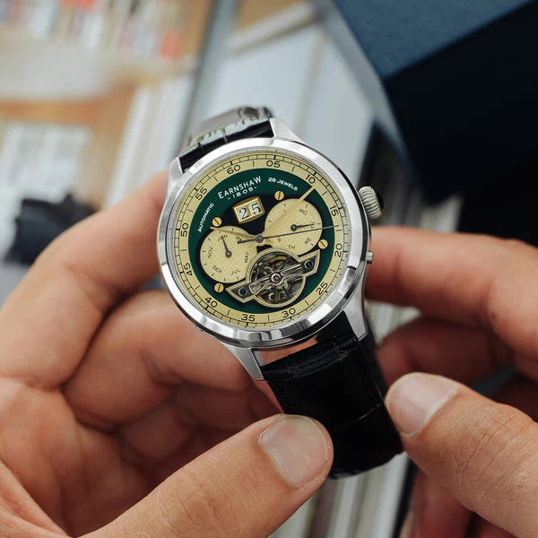 Baron Grand Date Calendar Open Heart Automatic Green / Leather | Green Dial - Image 3