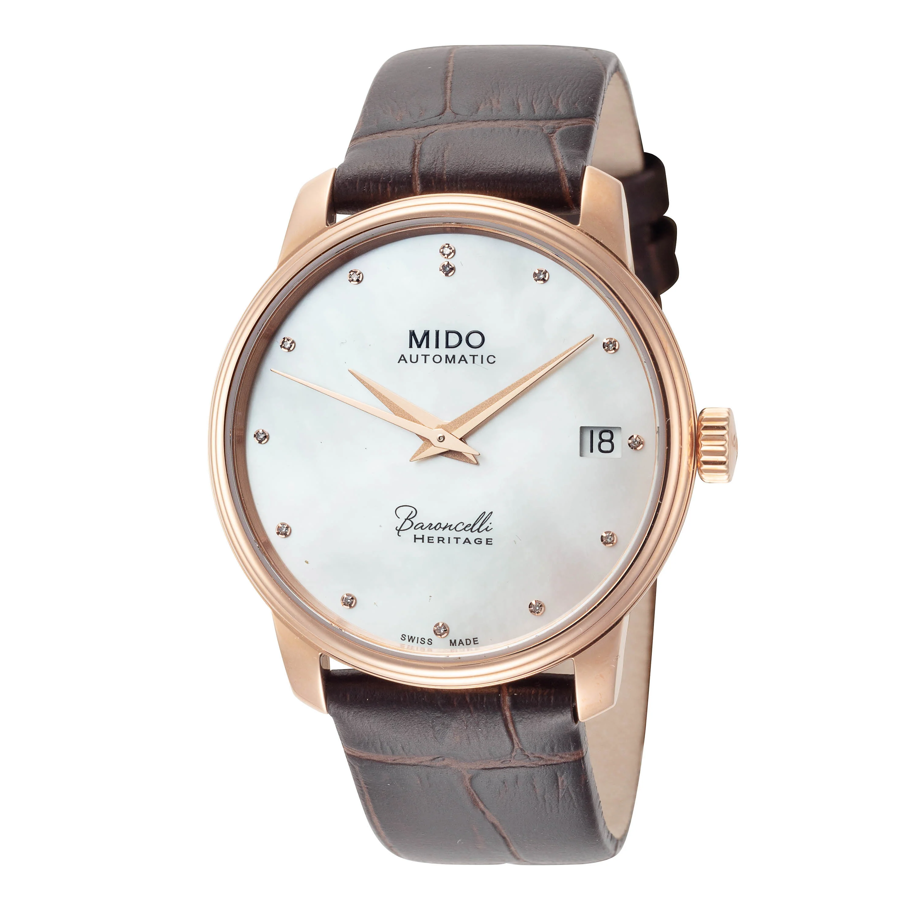 Baroncelli III 33mm / White Mother-of-Pearl / Brown | White Mother-of-Pearl Dial