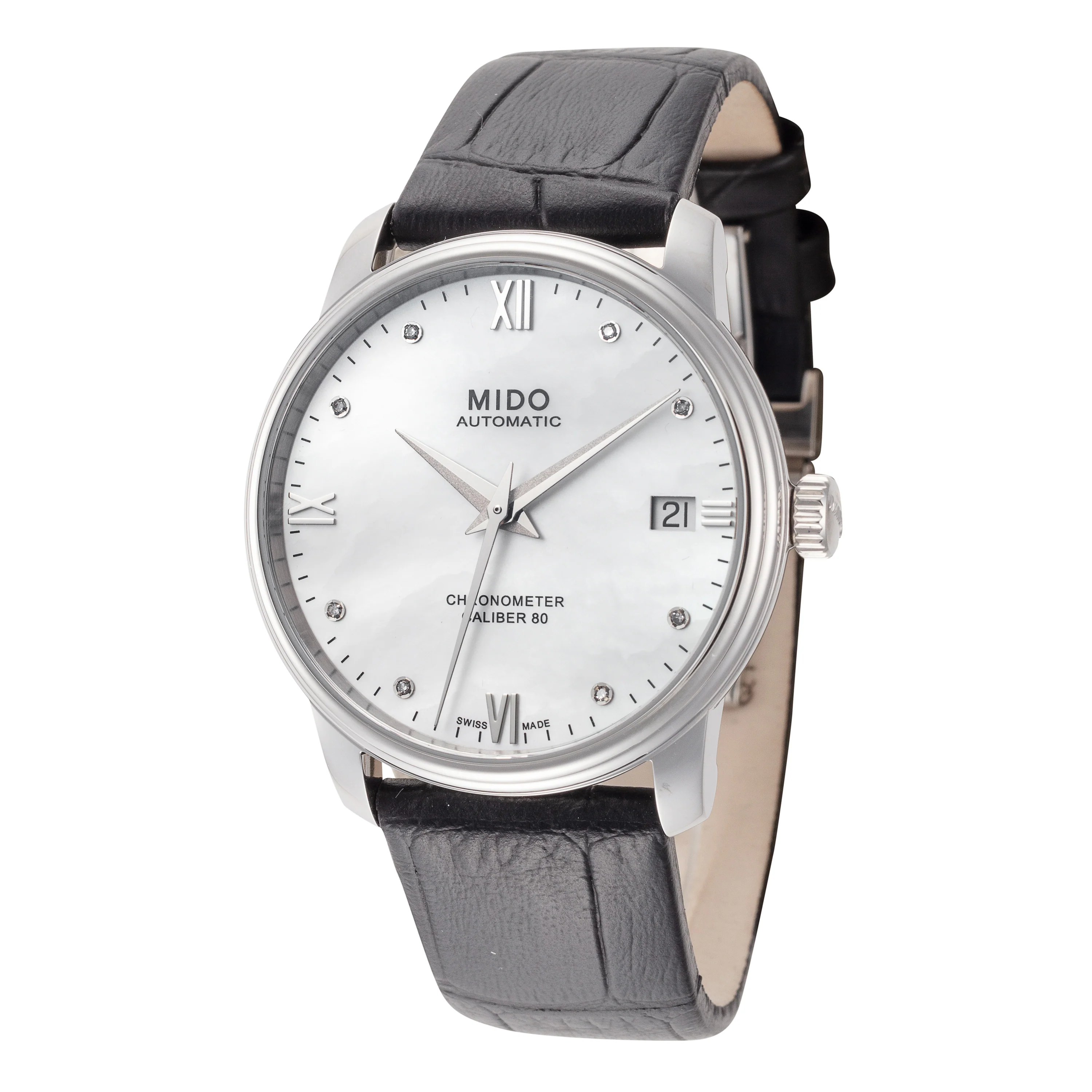 Baroncelli III 34mm / Mother-of-Pearl / Black | Mother-Of-Pearl Dial
