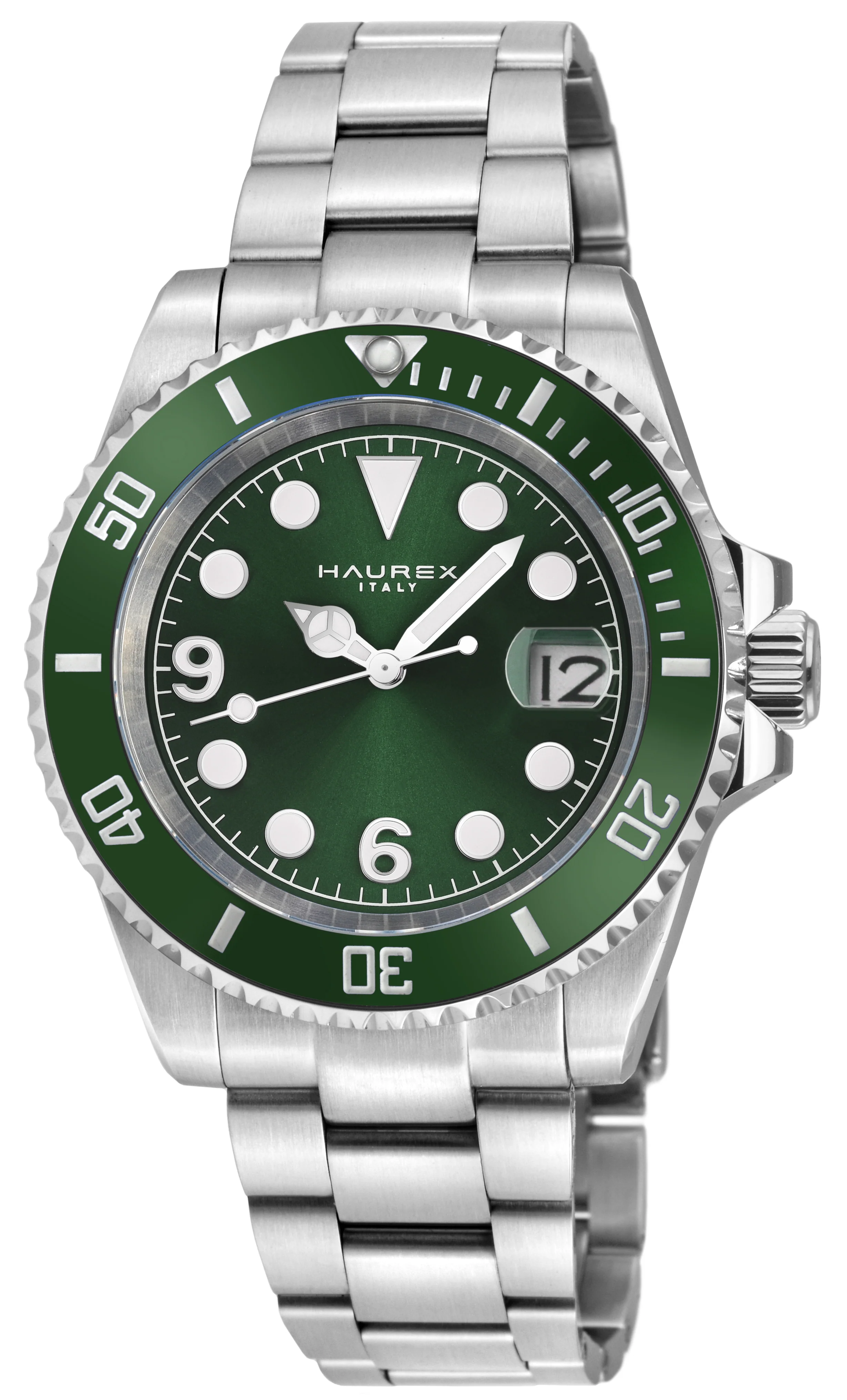 Haurex Italy Barracuda (316L Case, Green Sunray Dial, Ceramic Bezel, 316L Stainless Steel Bracelet)