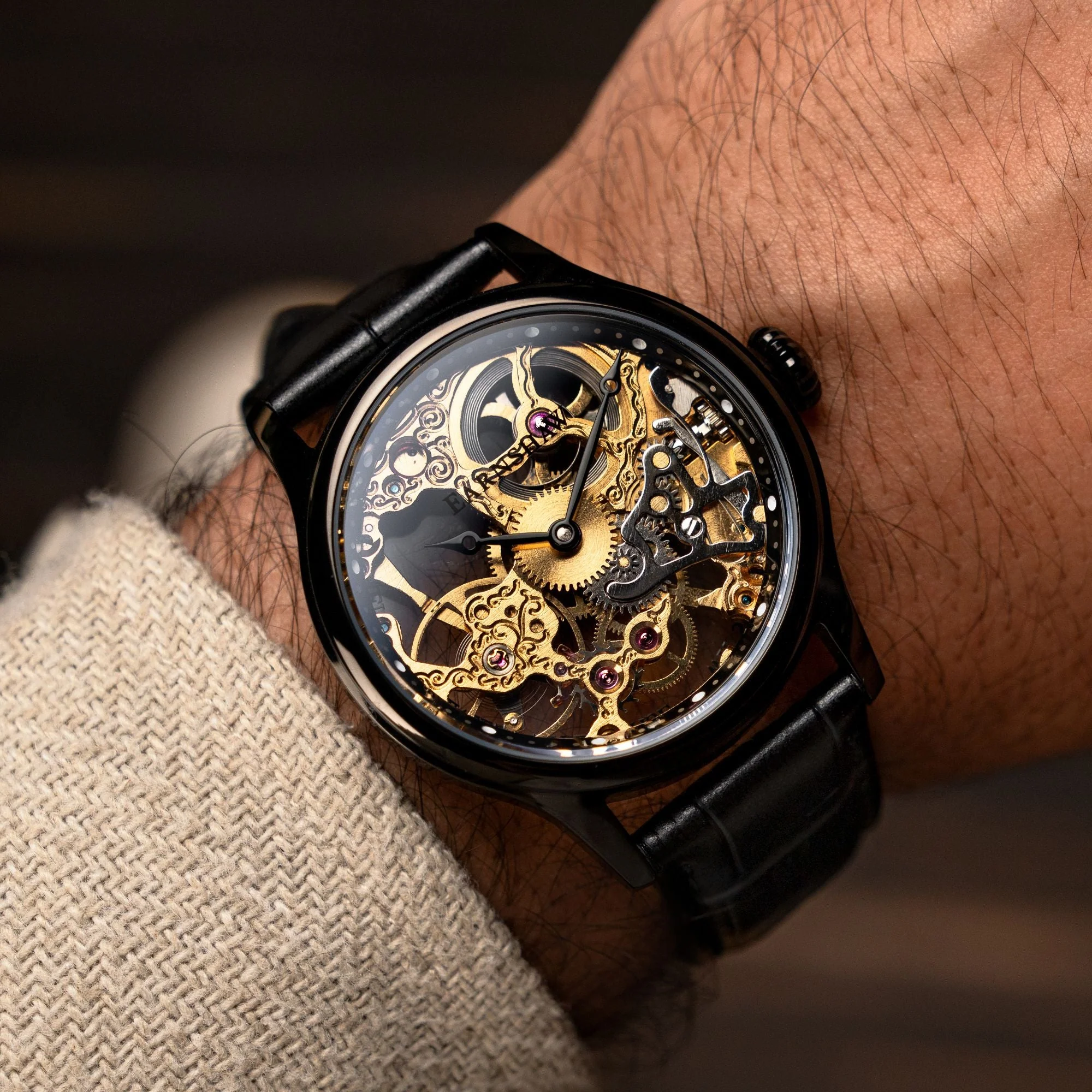 Bauer Mechanical Skeleton Gold / Genuine Leather | Gold Dial - Image 2
