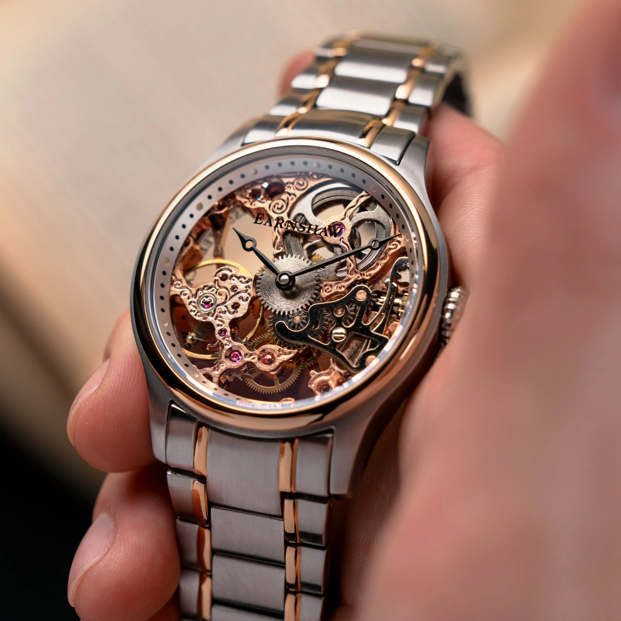 Bauer Mechanical Skeleton Rose Gold / Stainless Steel | Rose Gold Dial - Image 4