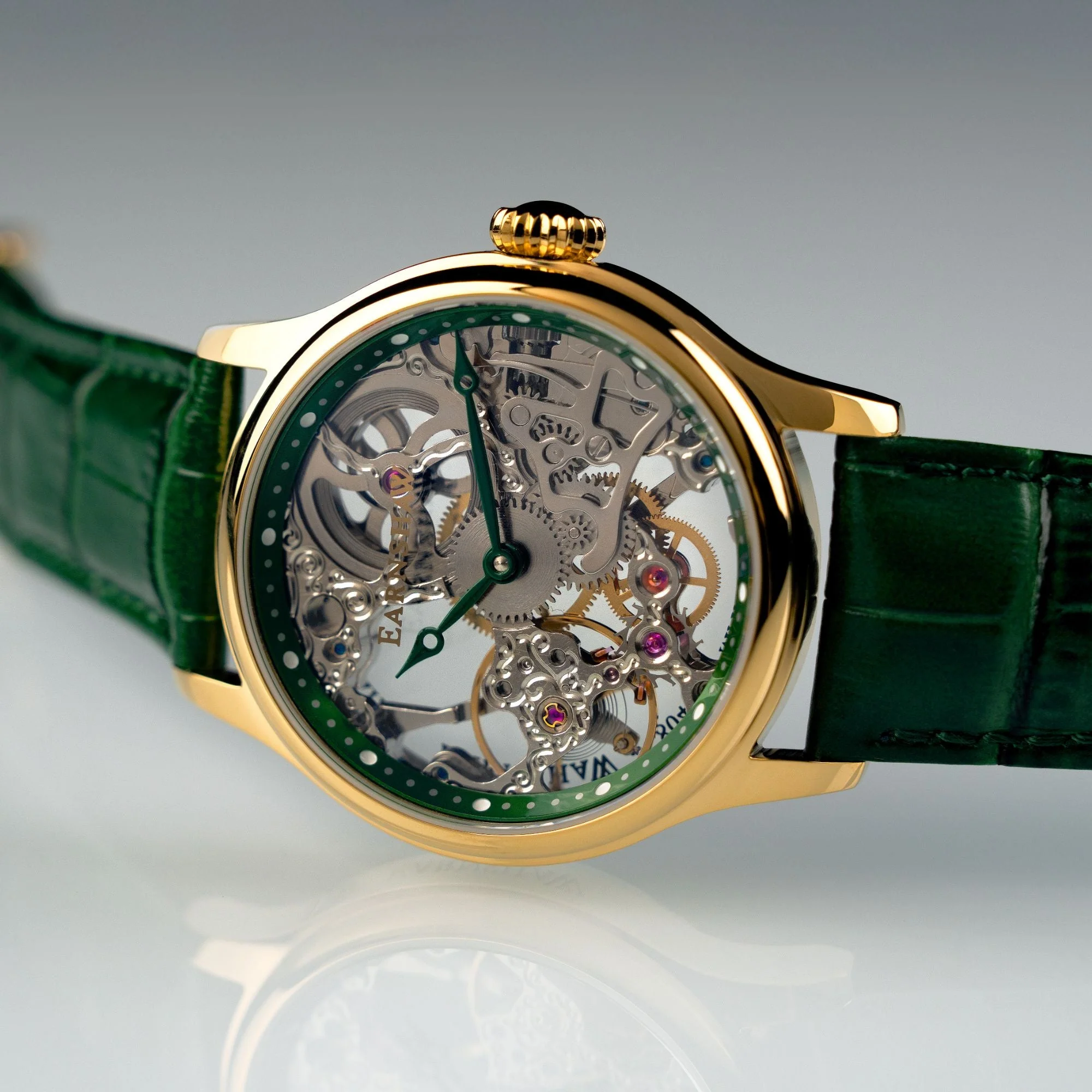 Bauer Mechanical Skeleton Silver / Genuine Leather Silver Dial - Image 3