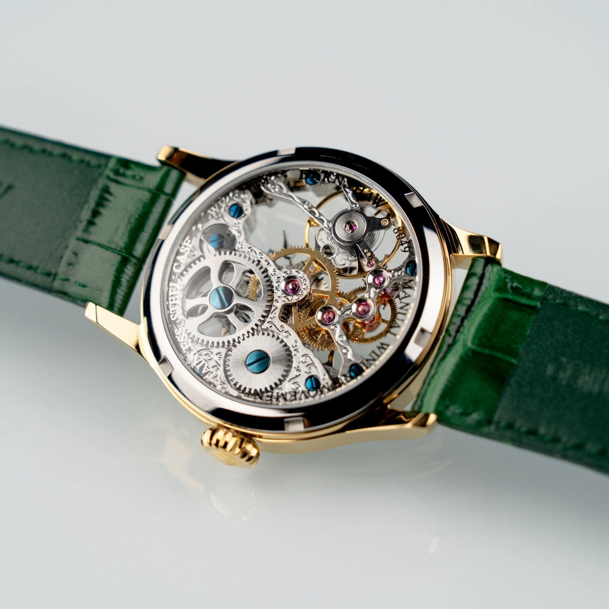 Bauer Mechanical Skeleton Silver / Genuine Leather Silver Dial - Image 4