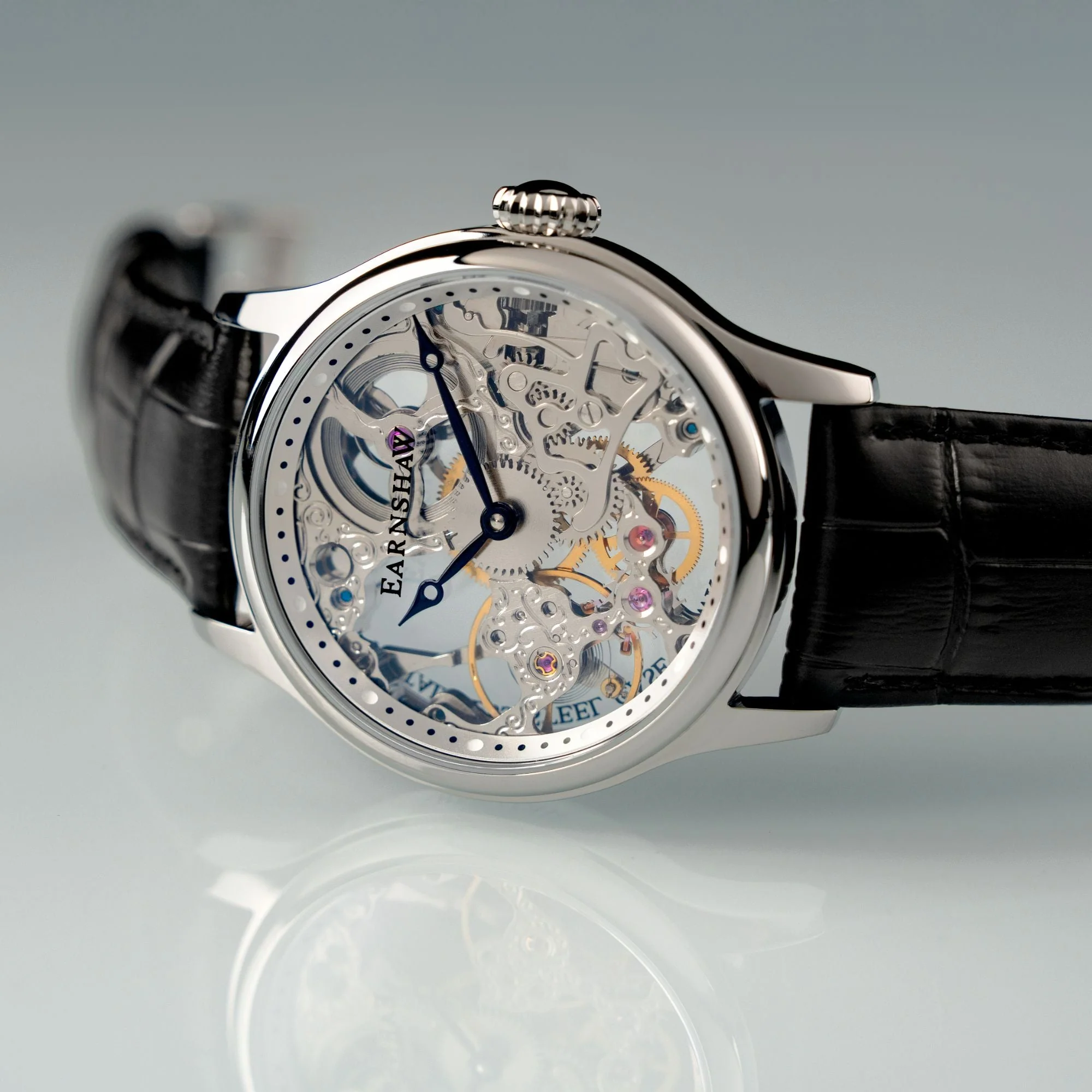 Bauer Mechanical Skeleton Transparent / Genuine Leather Transparent Dial - Image 3