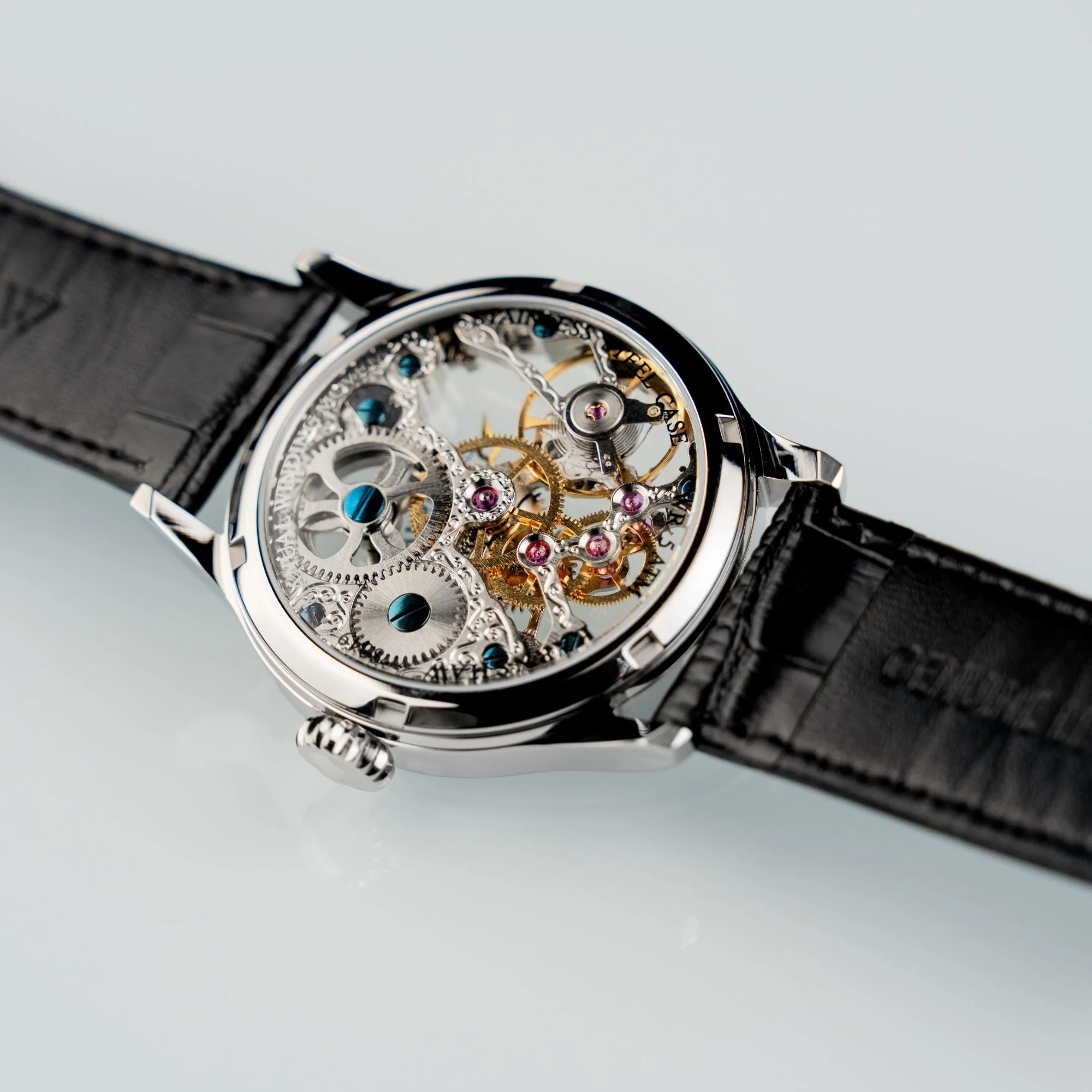 Bauer Mechanical Skeleton Transparent / Genuine Leather Transparent Dial - Image 4