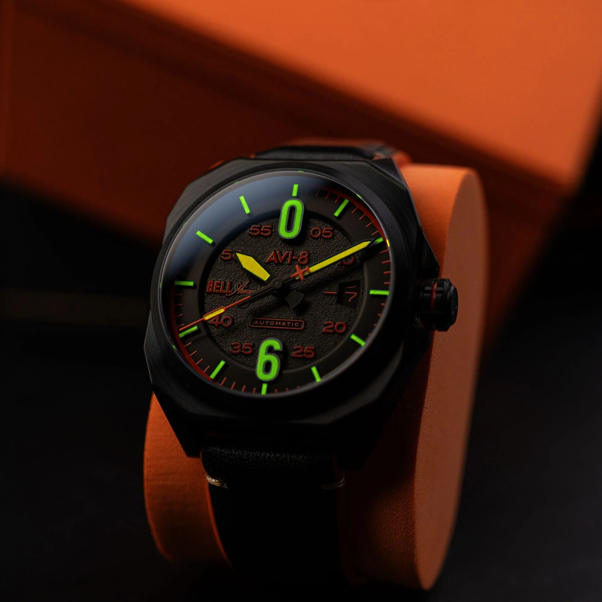 Bell X-1 Machbuster Automatic Black / Black Hybrid leather and rubber strap | Black Dial - Image 4