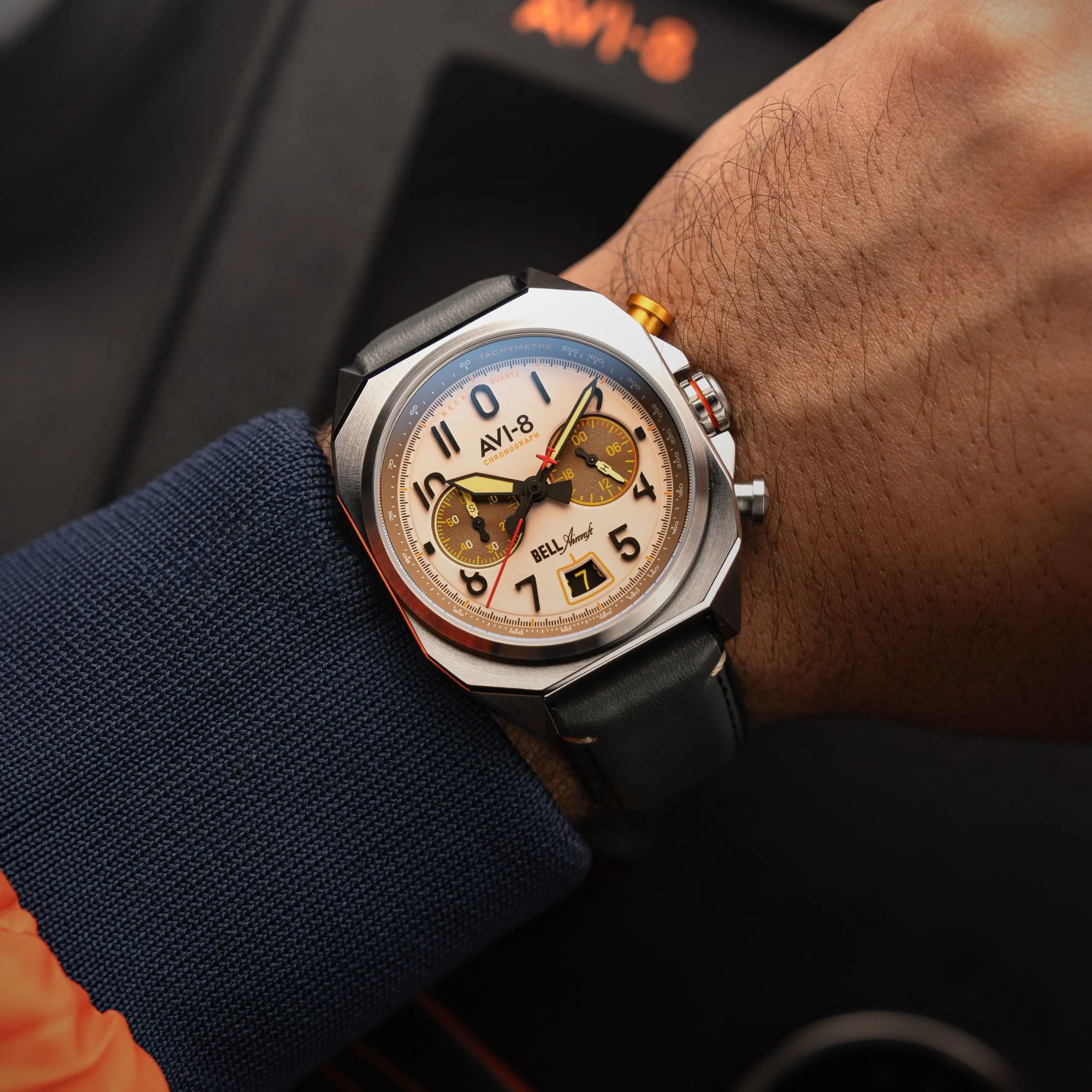 BELL X-1 MACHBUSTER CHRONOGRAPH Cream / Leather | Cream Dial - Image 2