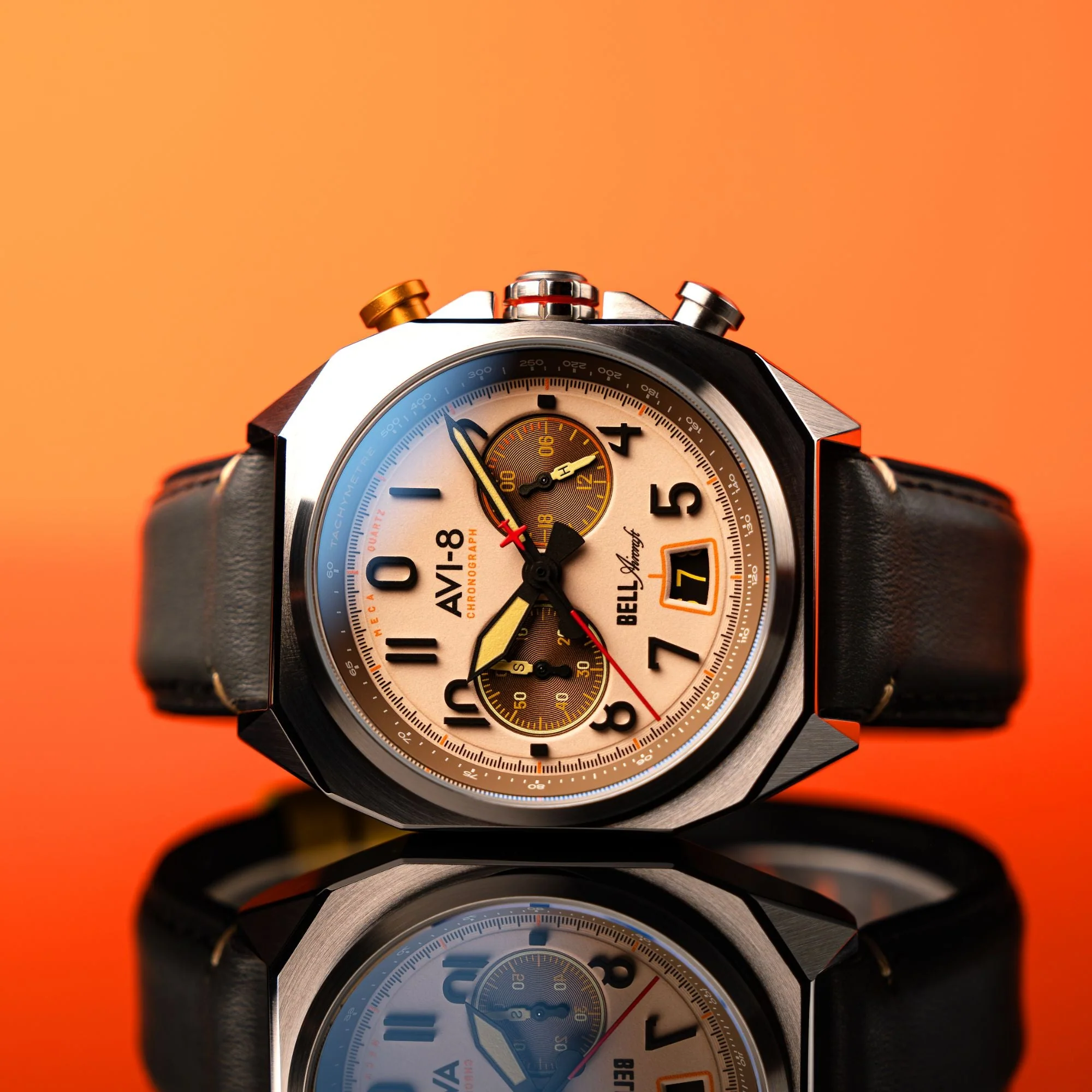 BELL X-1 MACHBUSTER CHRONOGRAPH Cream / Leather | Cream Dial - Image 4