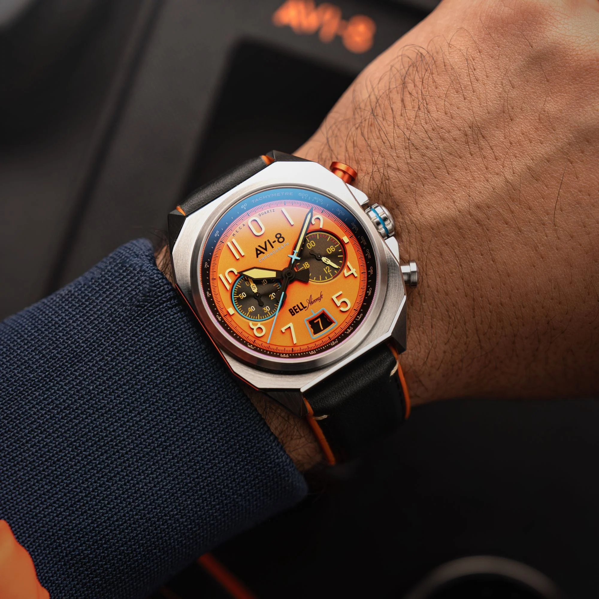 BELL X-1 MACHBUSTER CHRONOGRAPH Orange / Leather | Orange Dial - Image 2