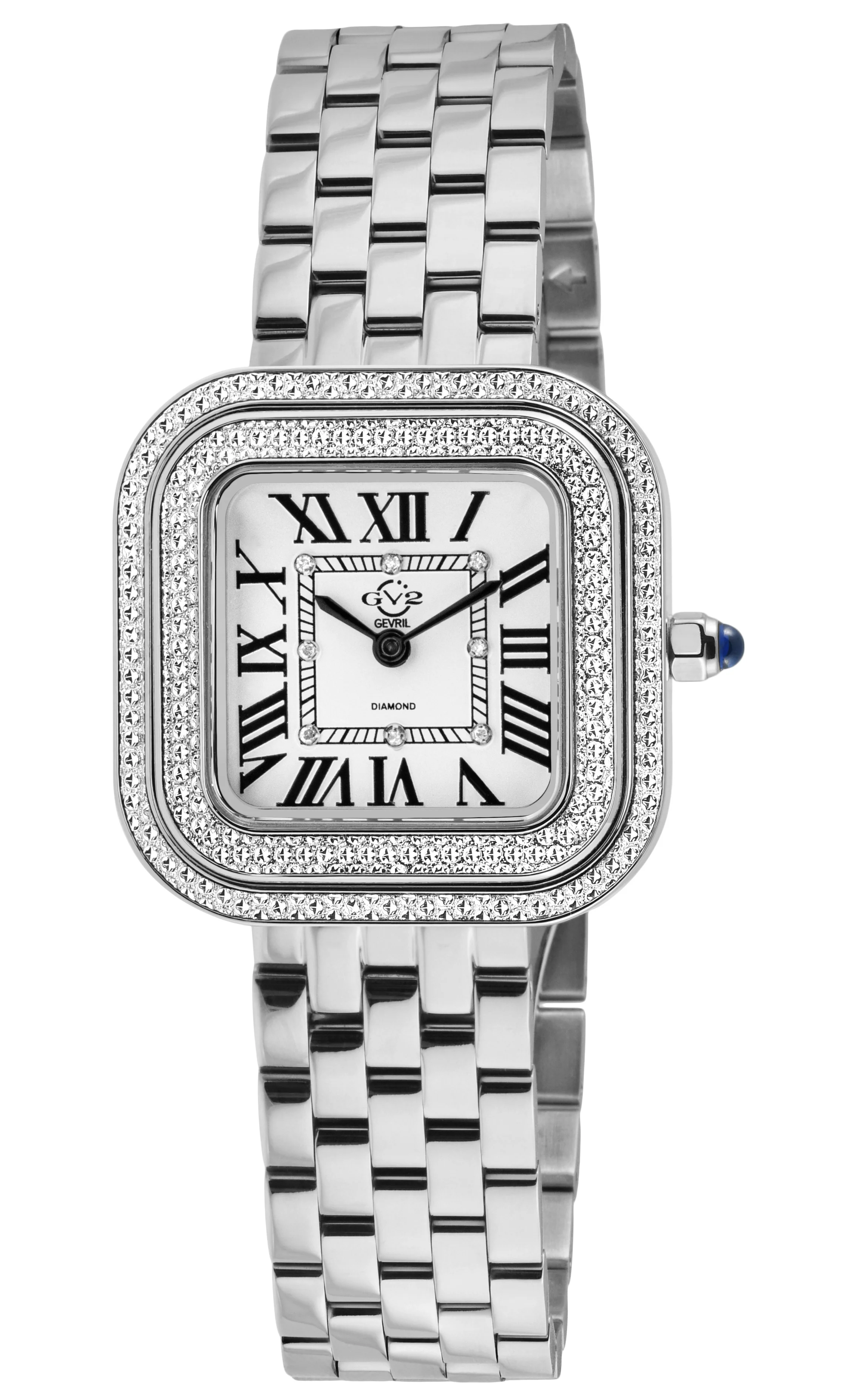 Bellagio GV2 Women's Diamond Swiss Quartz Watch, Silver/White dial 8 Diamonds, Bracelet White Dial