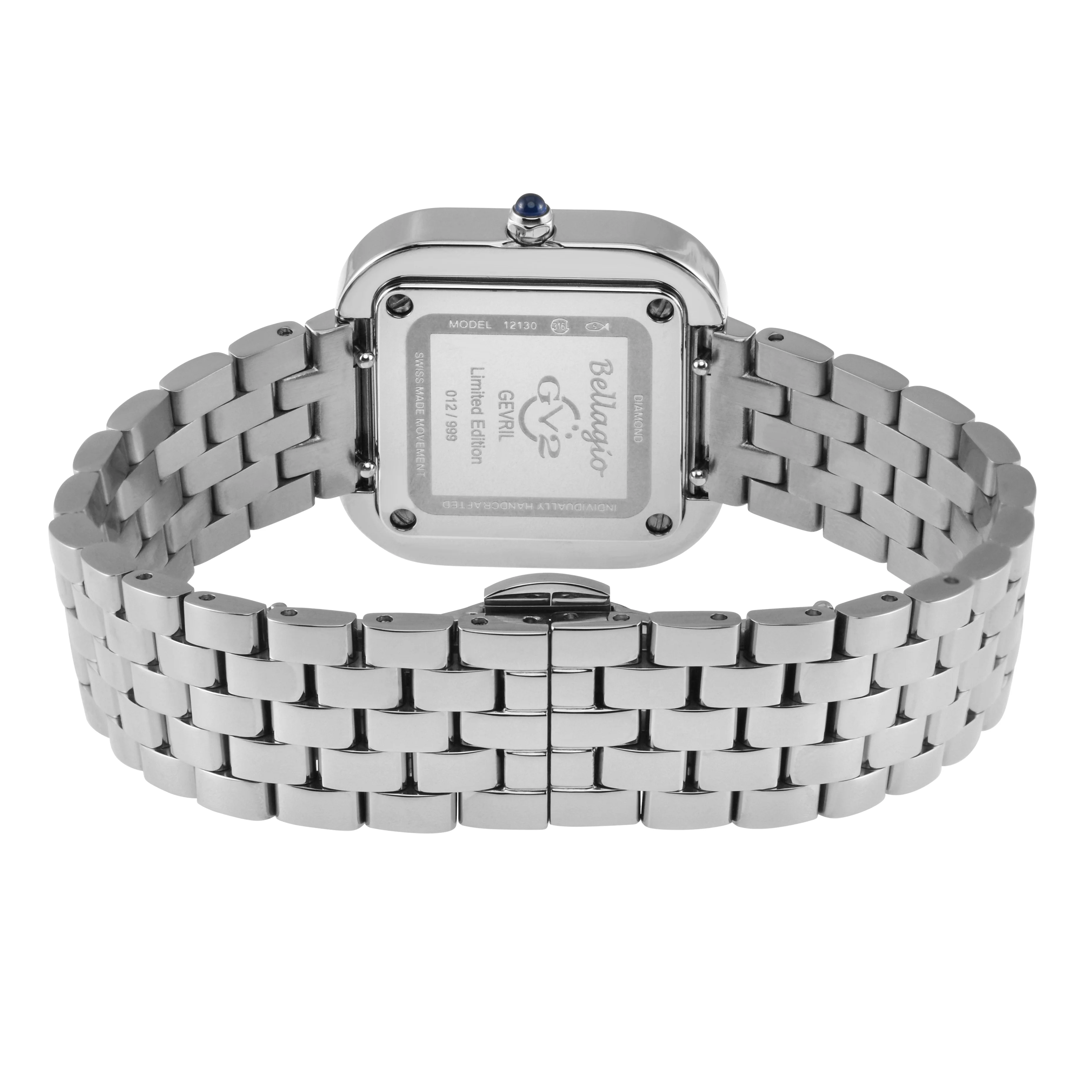 Bellagio GV2 Women's Diamond Swiss Quartz Watch, Silver/White dial 8 Diamonds, Bracelet White Dial - Image 3