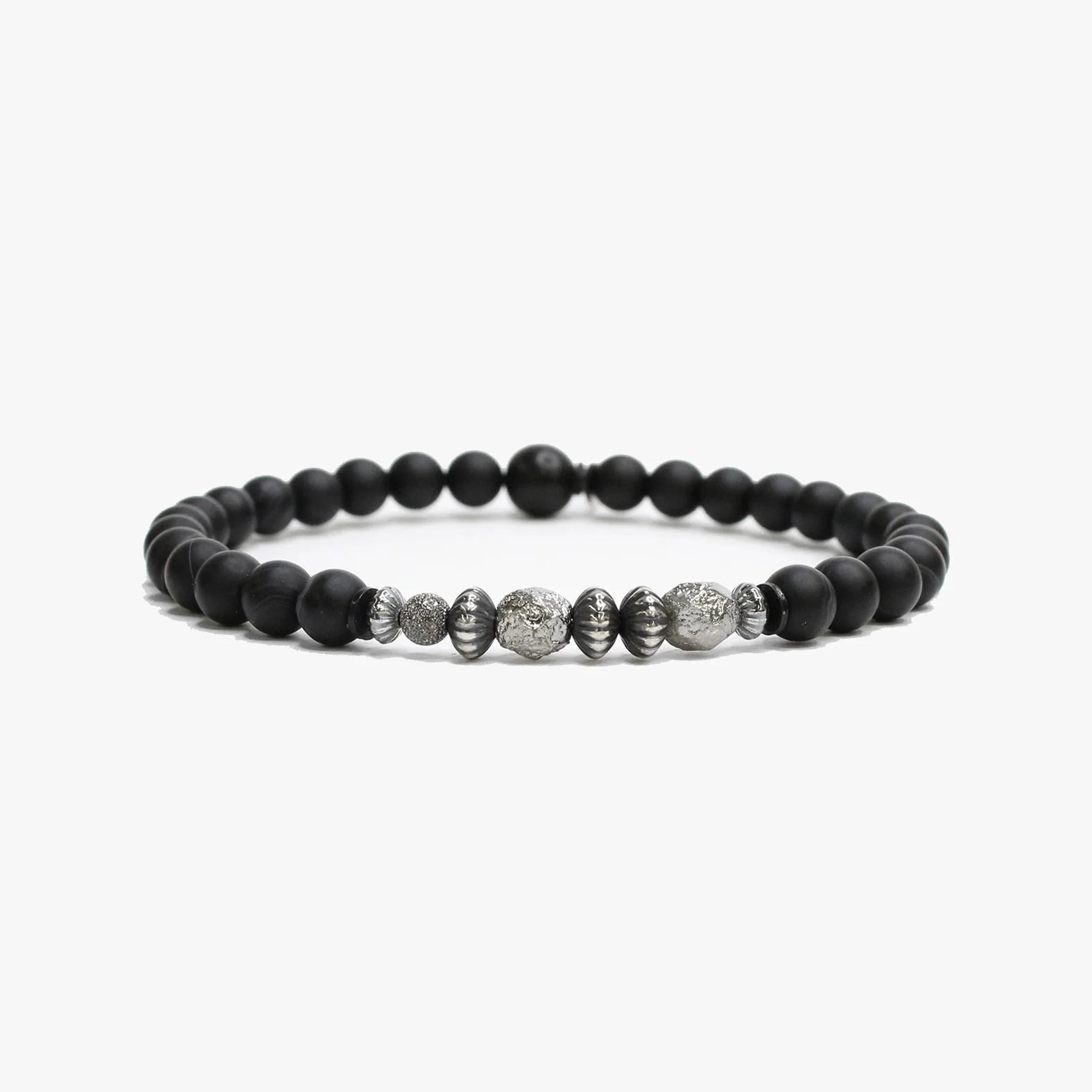 Black Agate, Sterling Silver Stack M (7.25" Wrist) | Dial