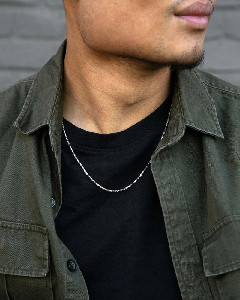 Box Chain Necklace, 2MM Sterling Silver - Image 4