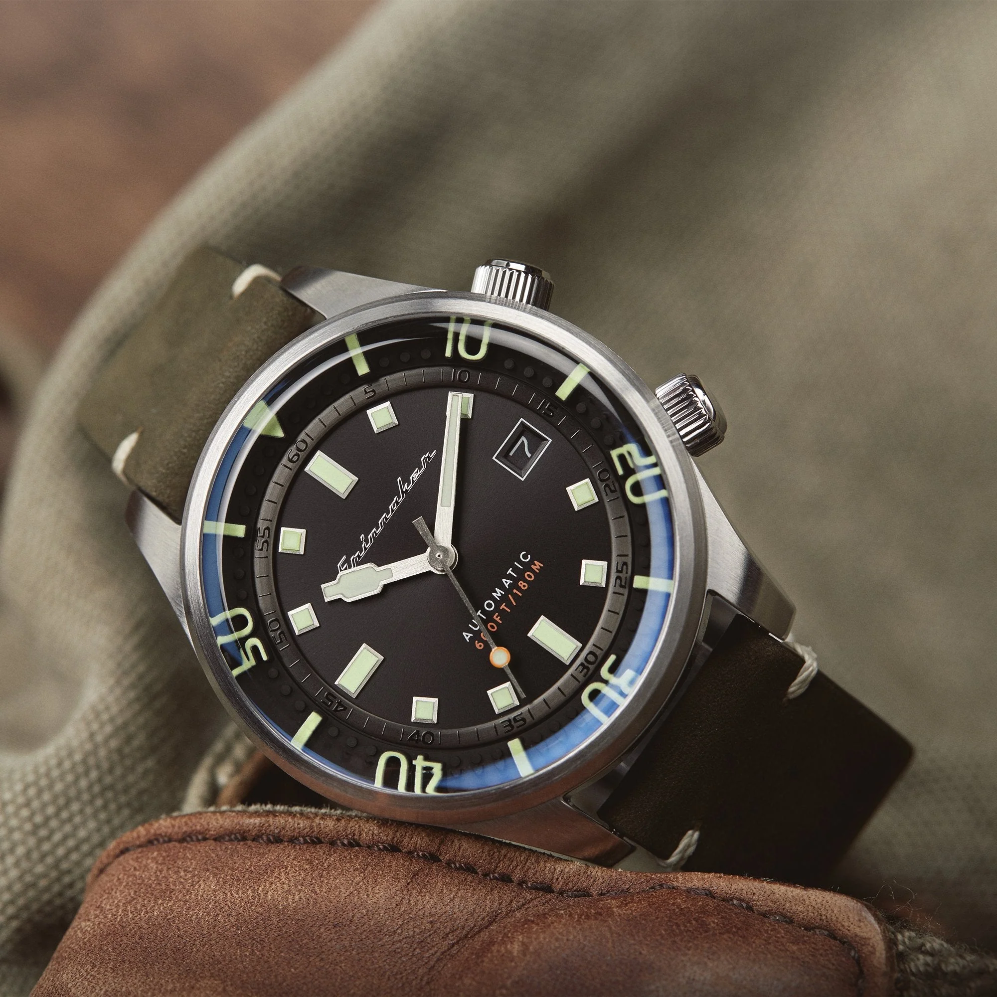 Bradner Black / Green / Leather | Black Dial - Image 4