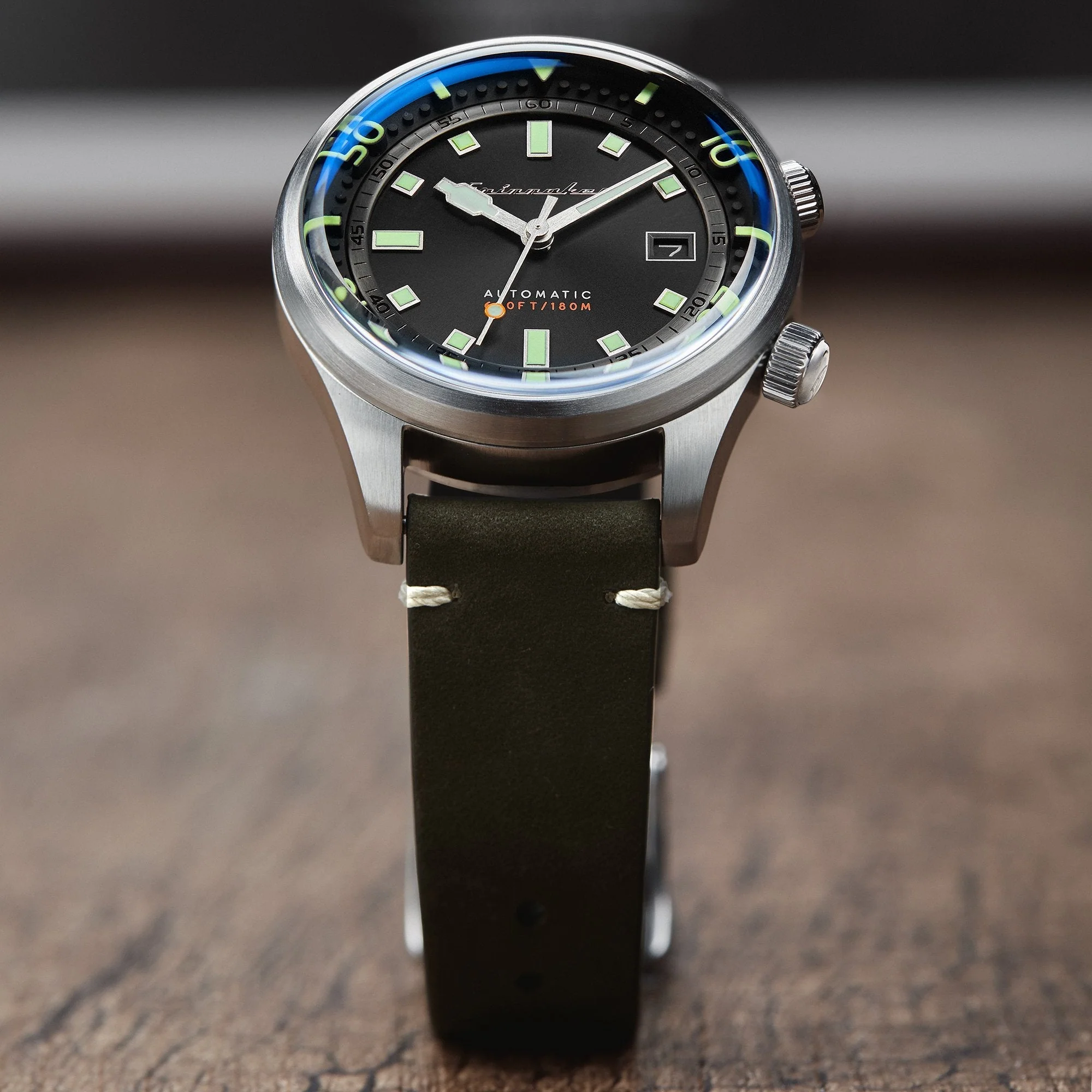 Bradner Black / Green / Leather | Black Dial - Image 5