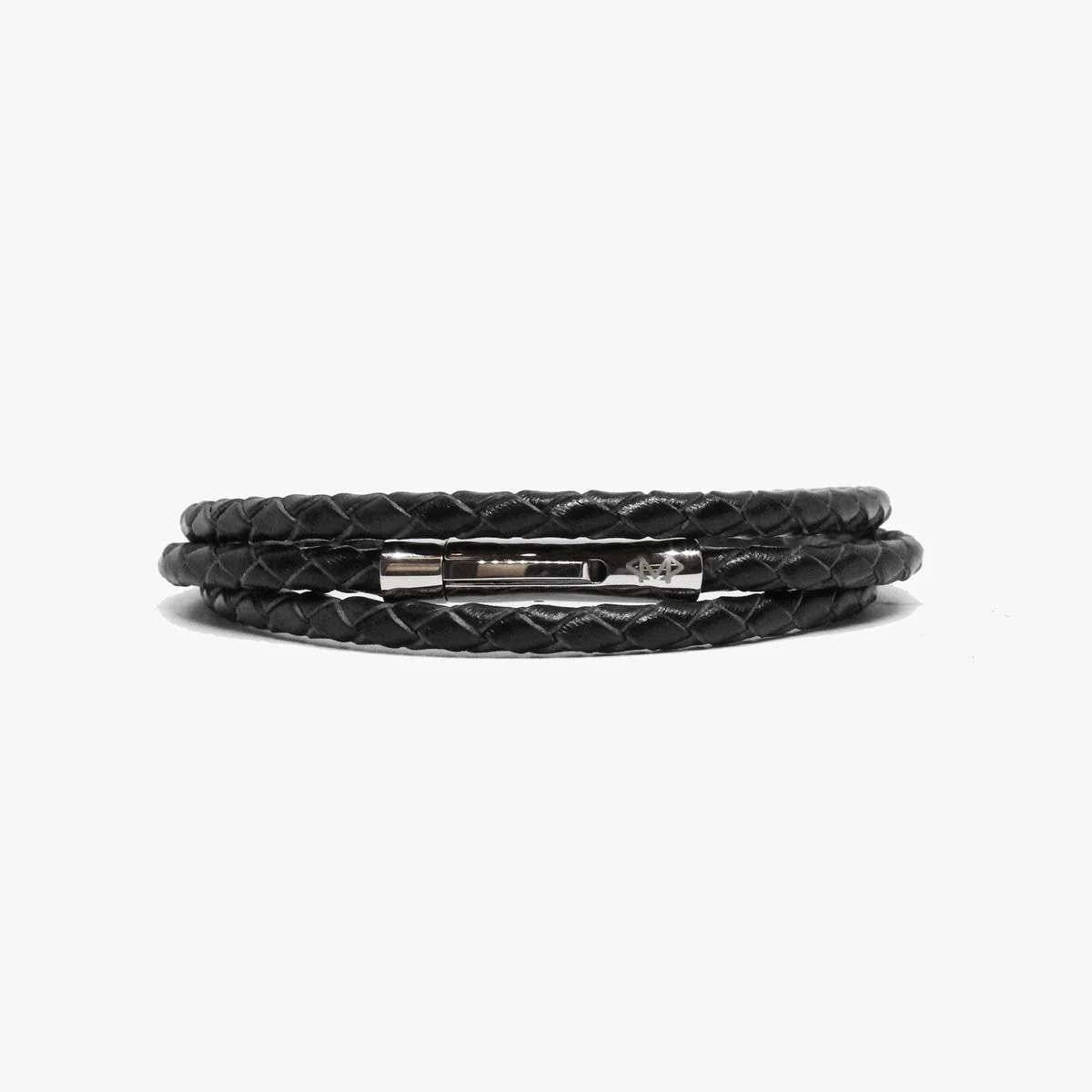 Braided Black Leather Wrap M (7.25" Wrist) |  Dial - Image 2