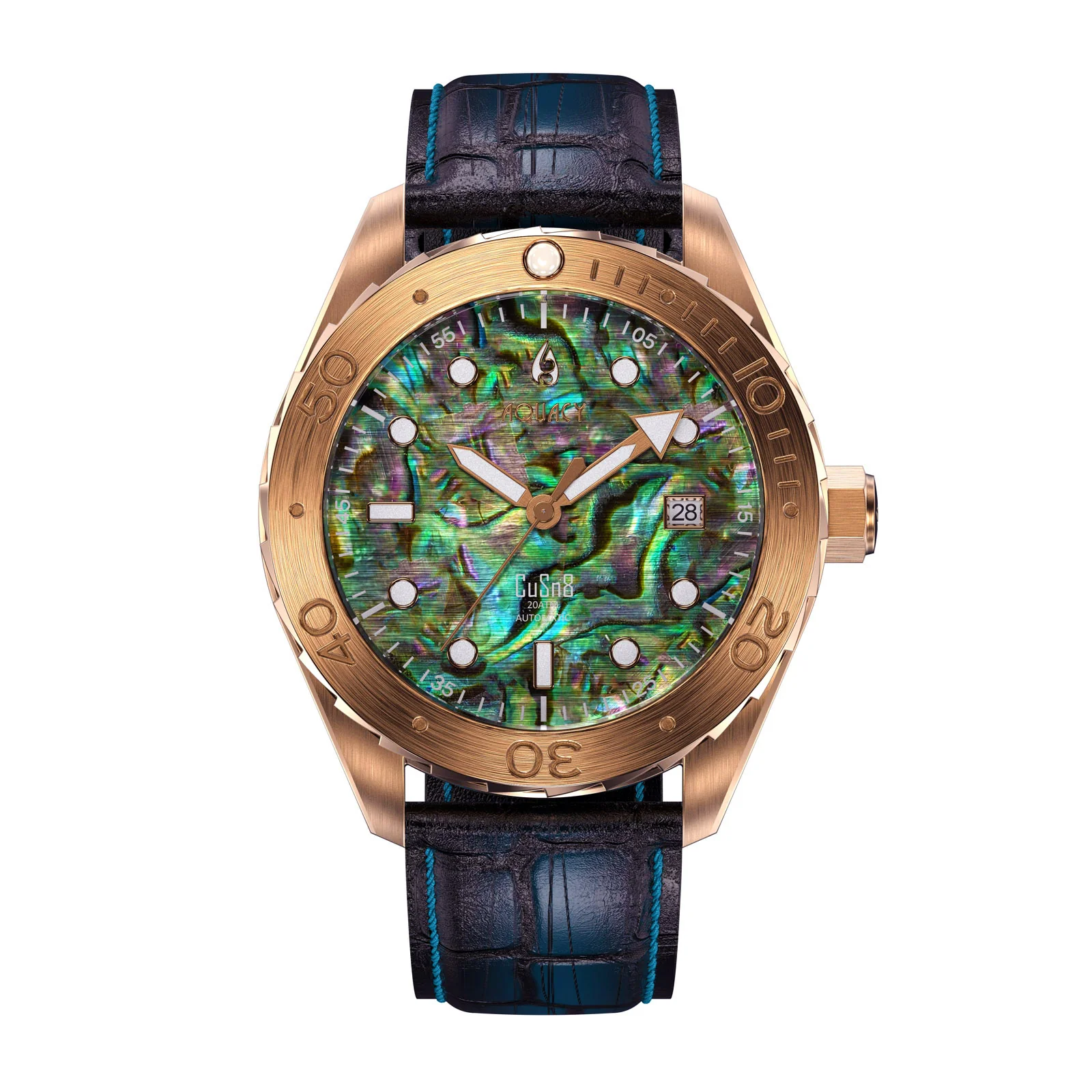 Bronze CuSn8 Men's Abalone Automatic Watch Abalone | Green Dial