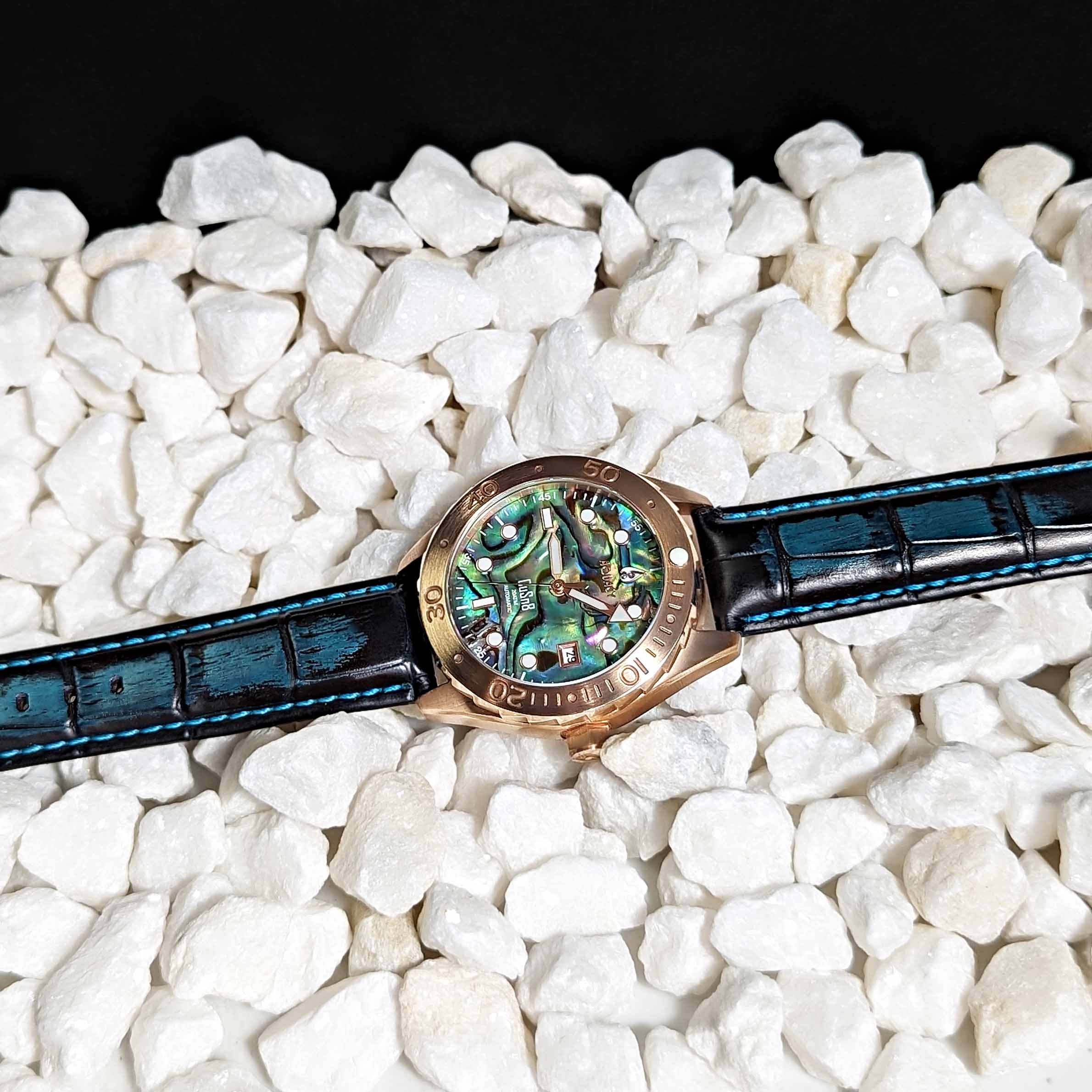 Bronze CuSn8 Men's Abalone Automatic Watch Abalone | Green Dial - Image 10