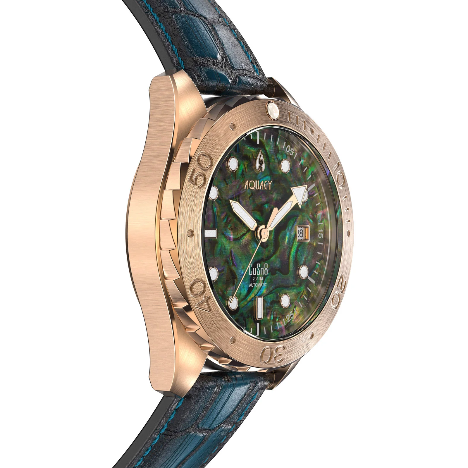 Bronze CuSn8 Men's Abalone Automatic Watch Abalone | Green Dial - Image 4