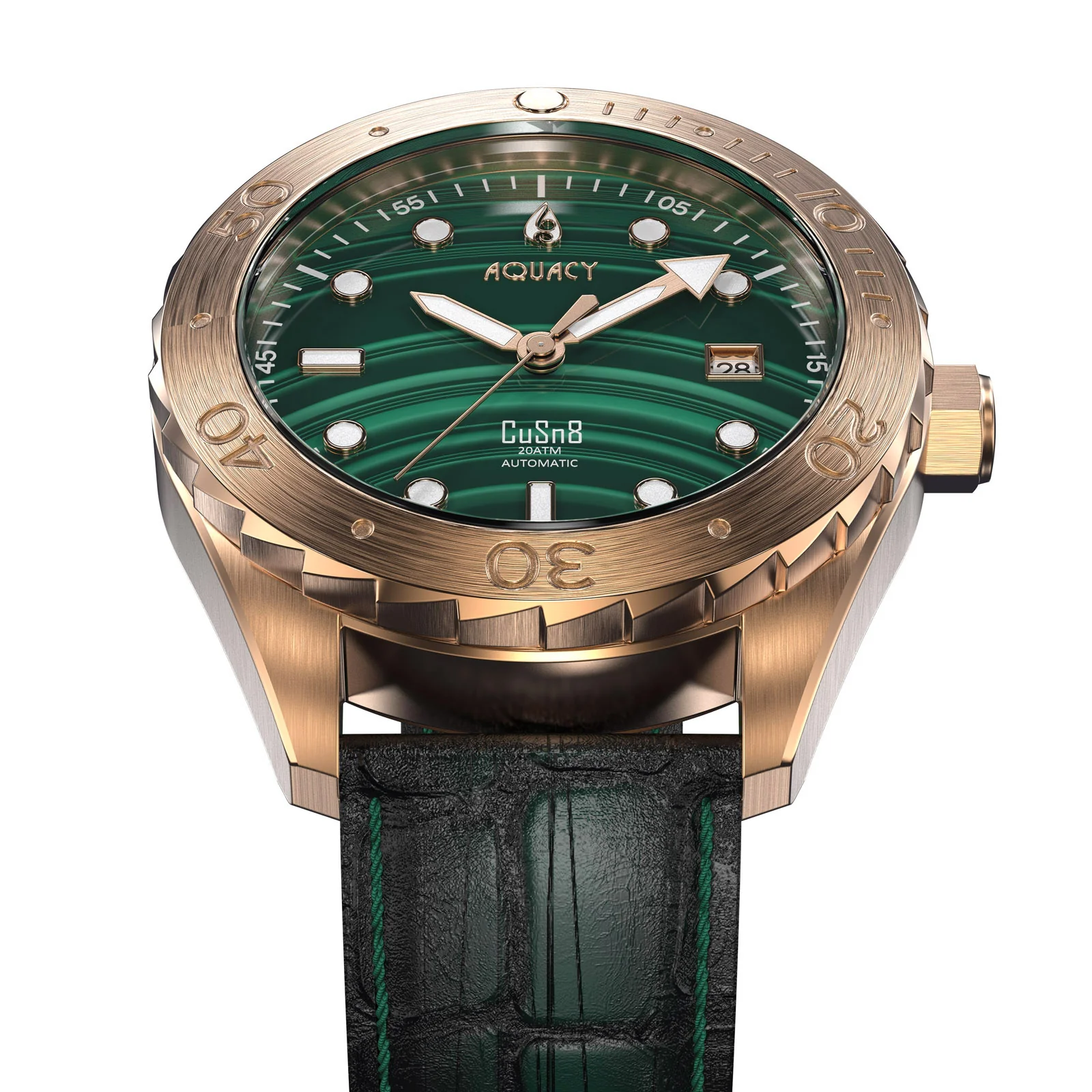 Bronze CuSn8 Men's Malachite Stone Automatic Watch Malachite | Green Dial - Image 2