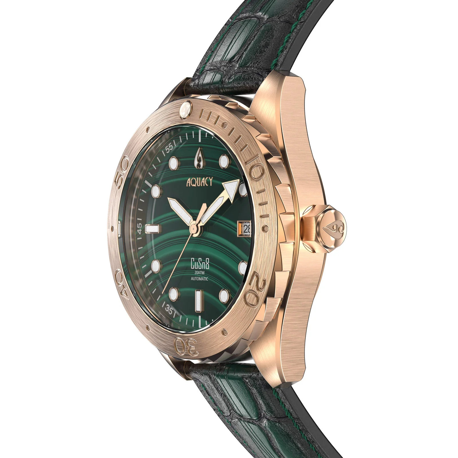 Bronze CuSn8 Men's Malachite Stone Automatic Watch Malachite | Green Dial - Image 3