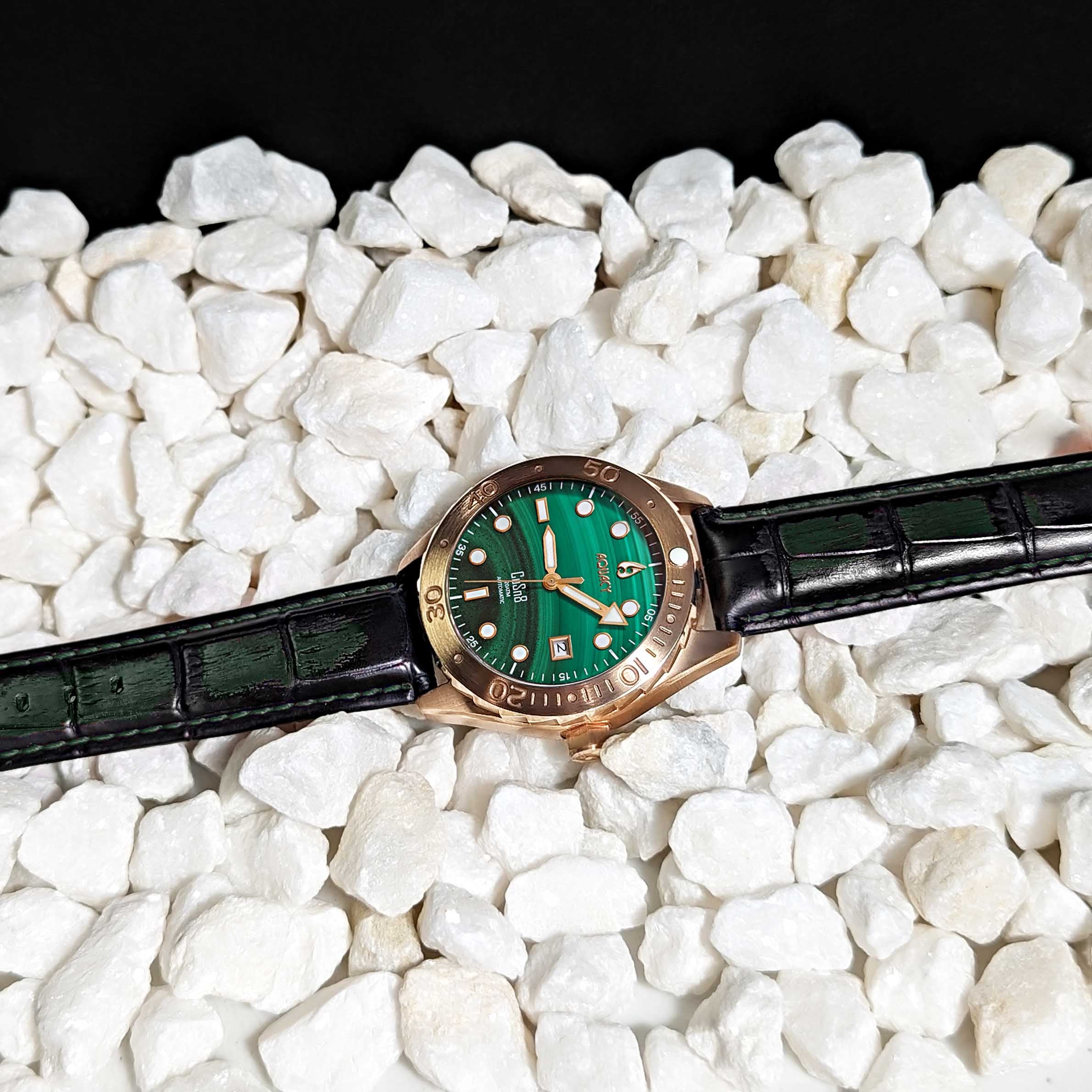 Bronze CuSn8 Men's Malachite Stone Automatic Watch Malachite | Green Dial - Image 9