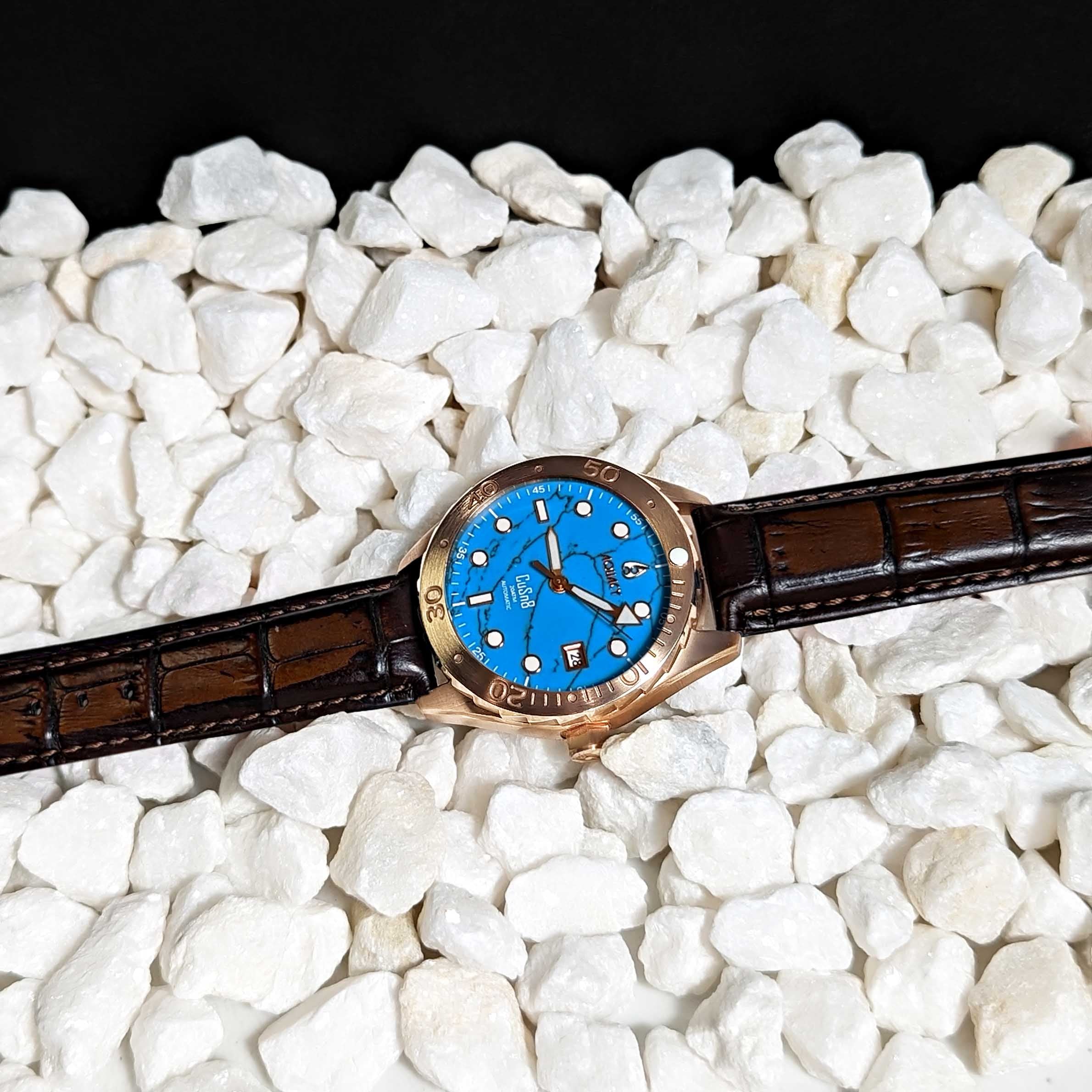 Bronze CuSn8 Men's Turquoise Automatic Watch Turquoise | Blue Dial - Image 10