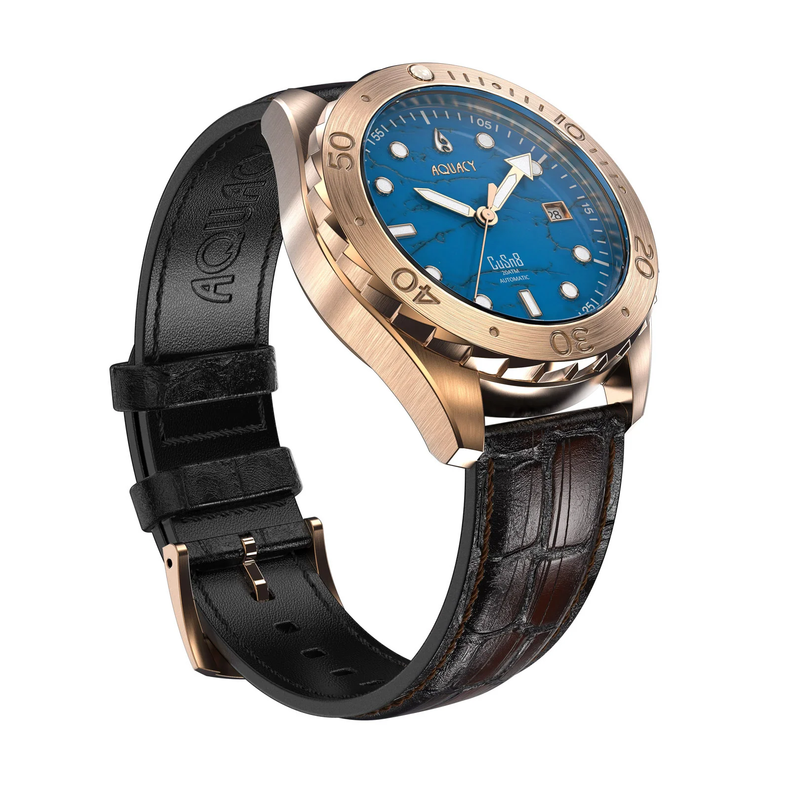 Bronze CuSn8 Men's Turquoise Automatic Watch Turquoise | Blue Dial - Image 6