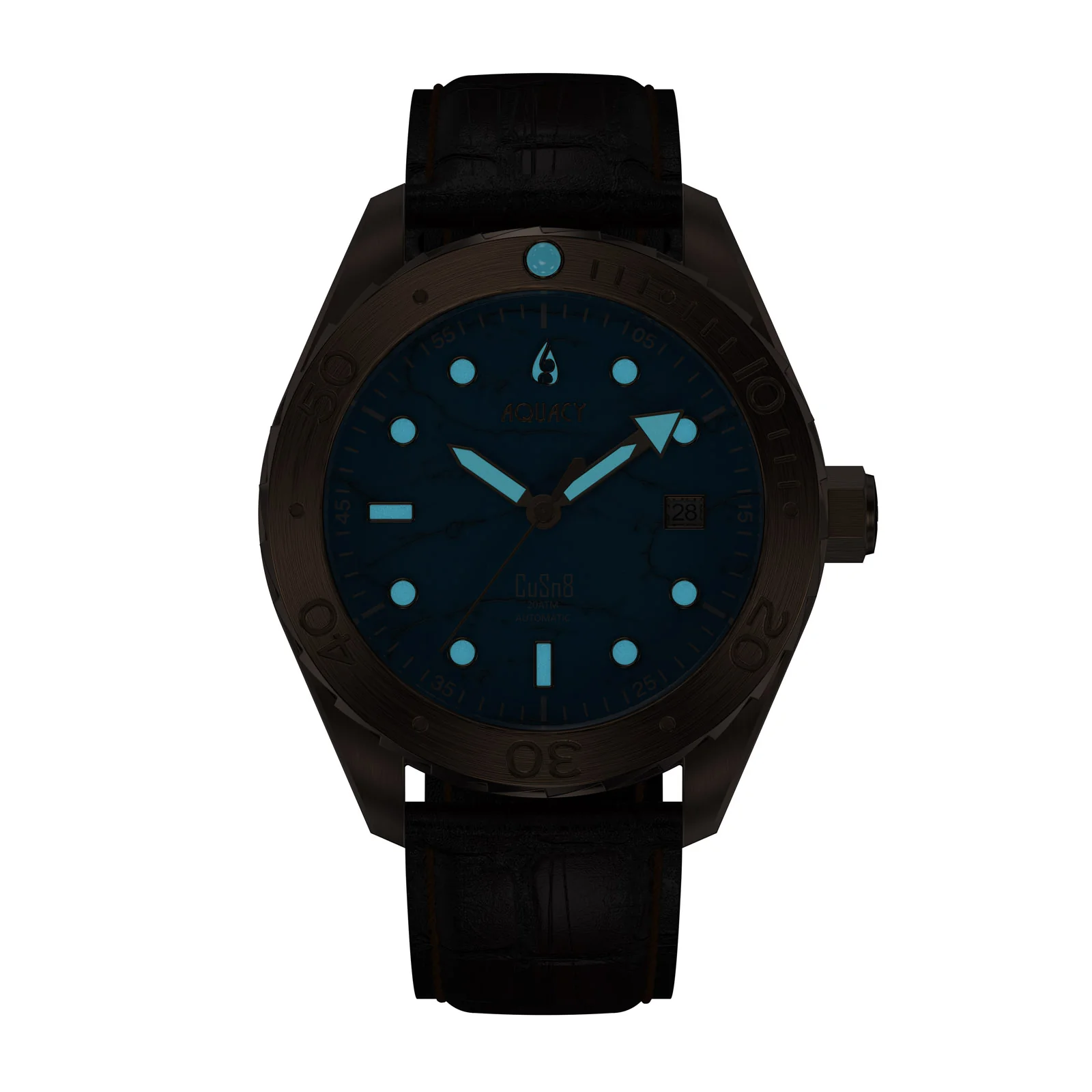 Bronze CuSn8 Men's Turquoise Automatic Watch Turquoise | Blue Dial - Image 9