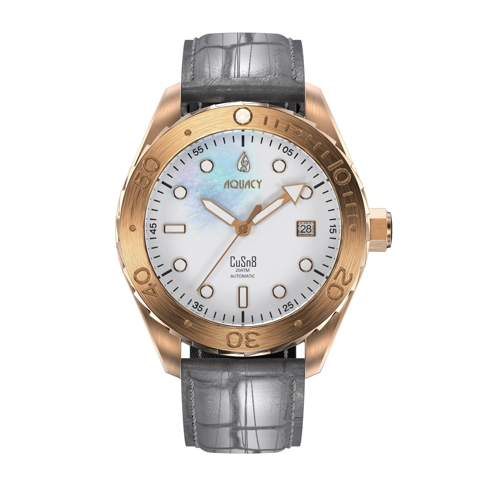 Bronze CuSn8 Men's White Mother of Pearl Automatic Watch White Mother of Pearl | Mother of Pearl Dial