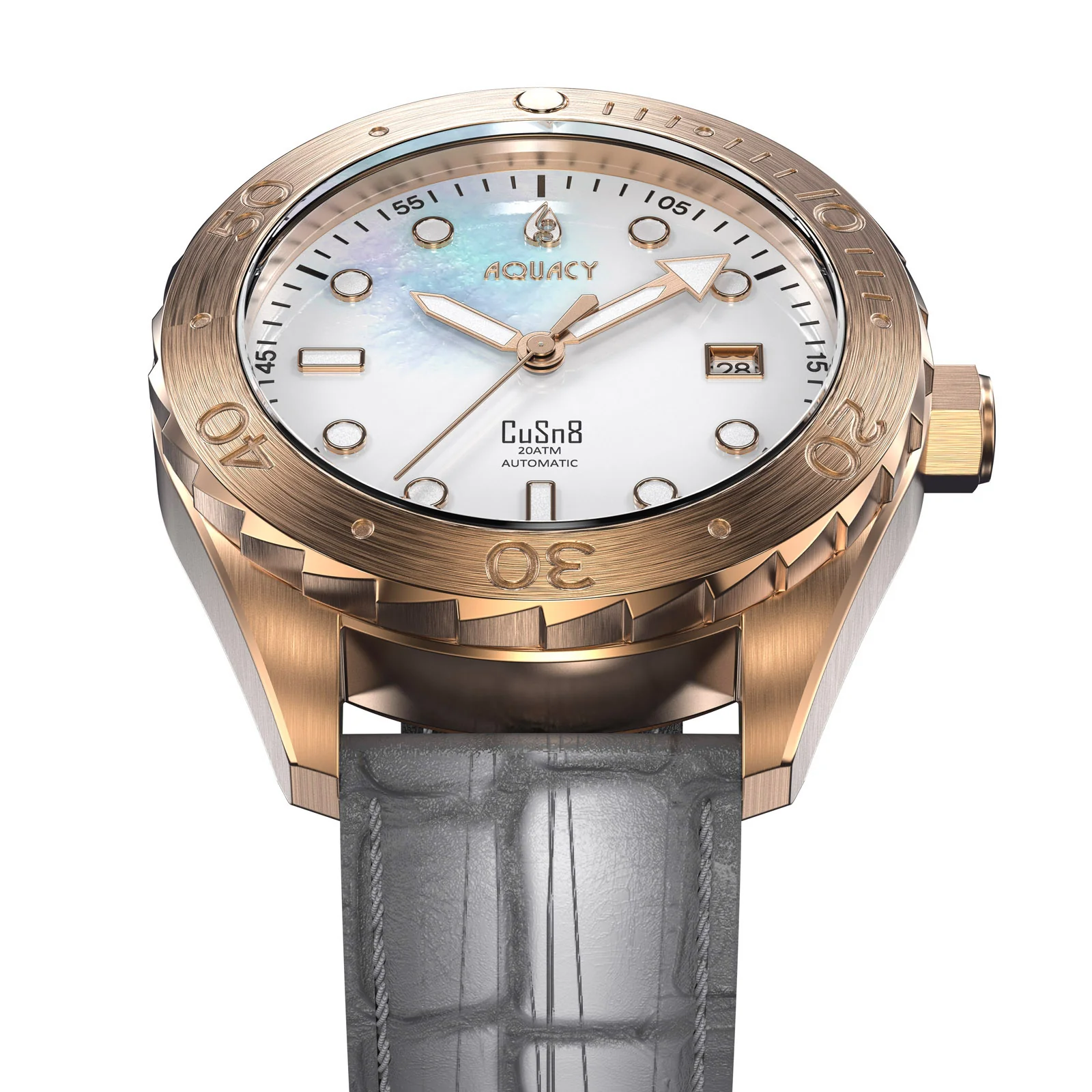 Bronze CuSn8 Men's White Mother of Pearl Automatic Watch White Mother of Pearl | Mother of Pearl Dial - Image 2