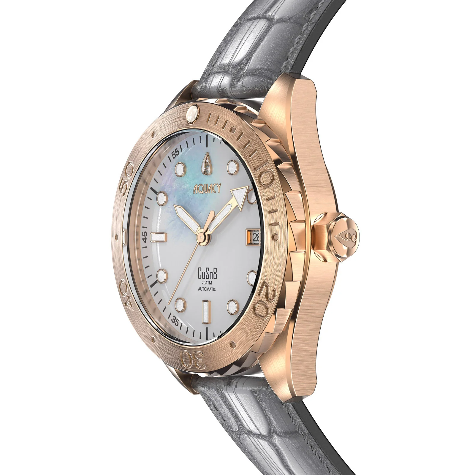Bronze CuSn8 Men's White Mother of Pearl Automatic Watch White Mother of Pearl | Mother of Pearl Dial - Image 4