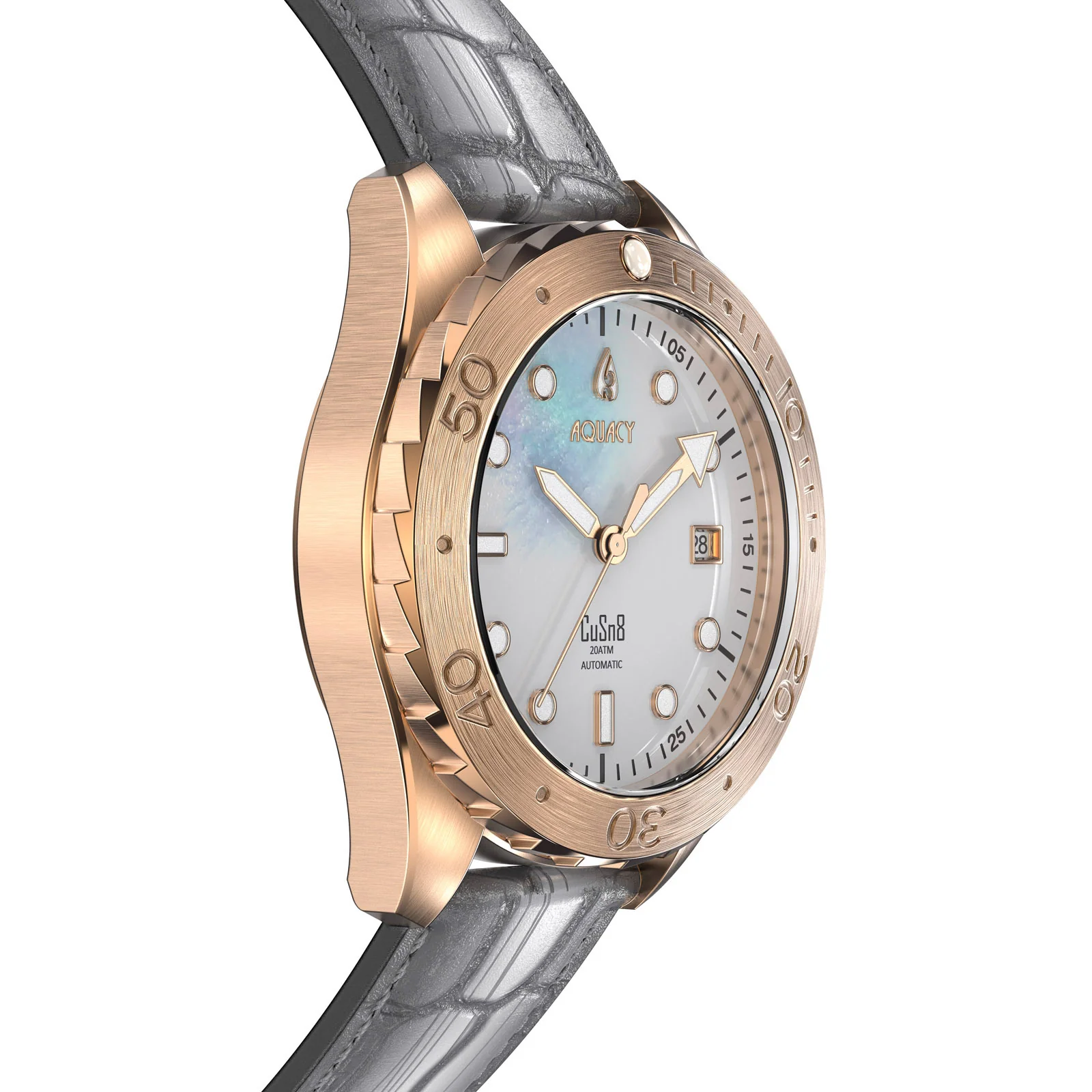 Bronze CuSn8 Men's White Mother of Pearl Automatic Watch White Mother of Pearl | Mother of Pearl Dial - Image 5